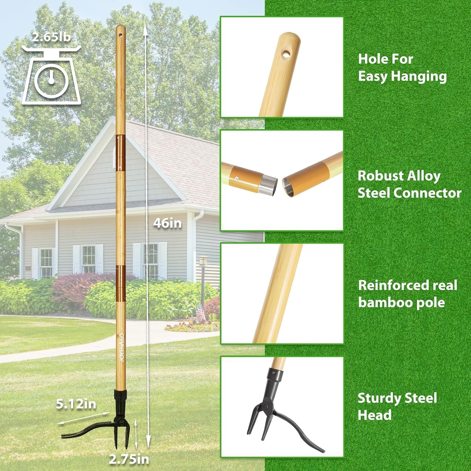 Stand up Weed Puller Tool with 48" Handle - Dandelion & Weed Remover for Garden - Ergonomic Root Puller - Back Saving Gardening Tool for Lawns & Yards image number 3