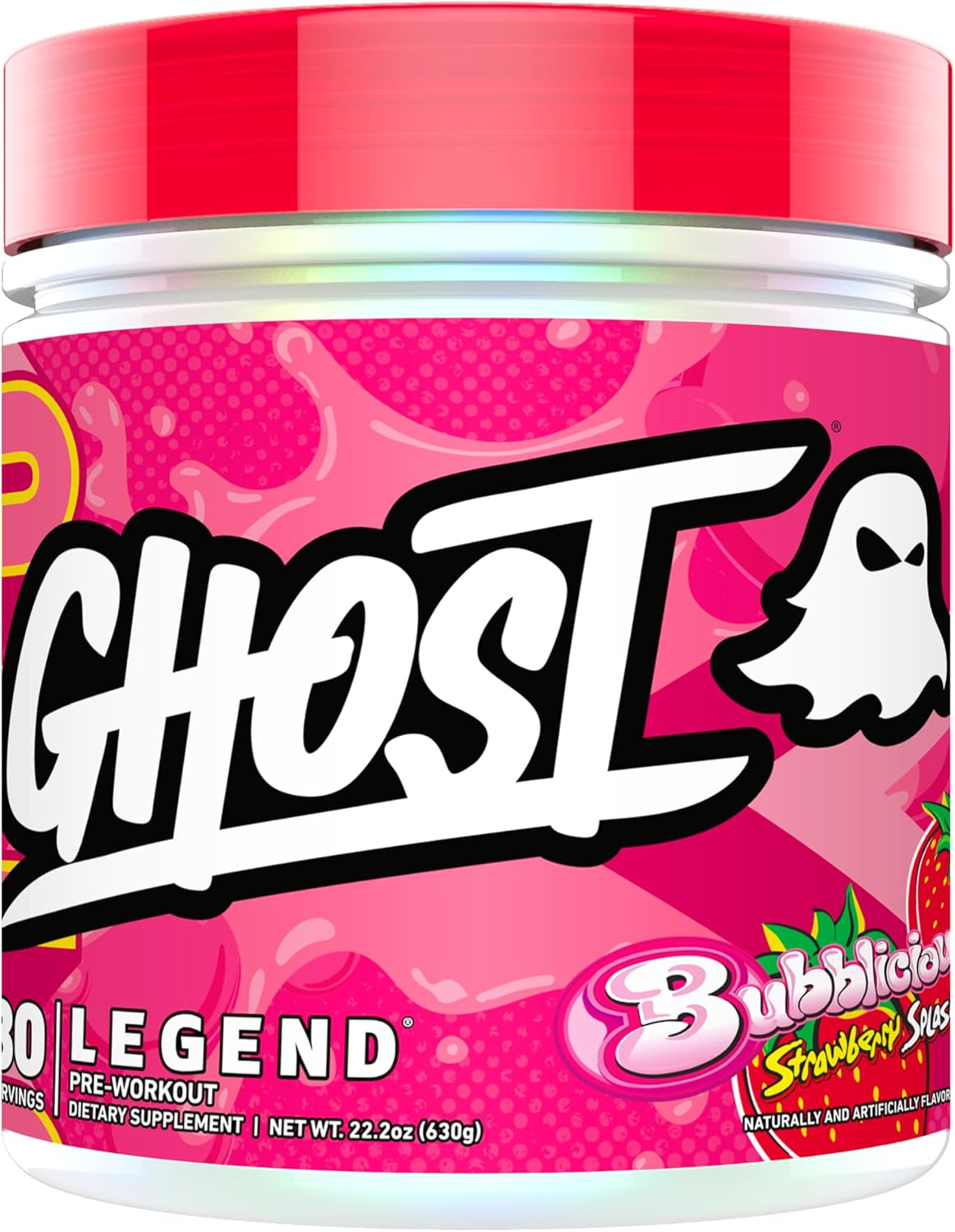 Ghost Lifestyle Legend V4 Bubbilicious Strawberry Splash Pre-Workout Powder 30 Servings image number 5