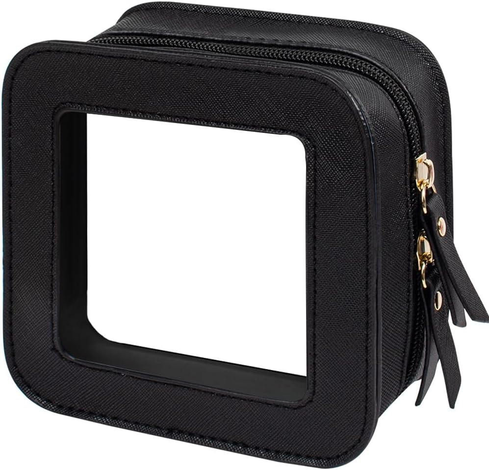 DDPOND Small Clear Makeup Bag for Women, Mini Cosmetic Bag Portable Makeup Pouch Organizer with Zipper Waterproof Travel Cosmetic Case Cute Travel Toiletry Bag Car Organizer for Essentials (Mini Pink)