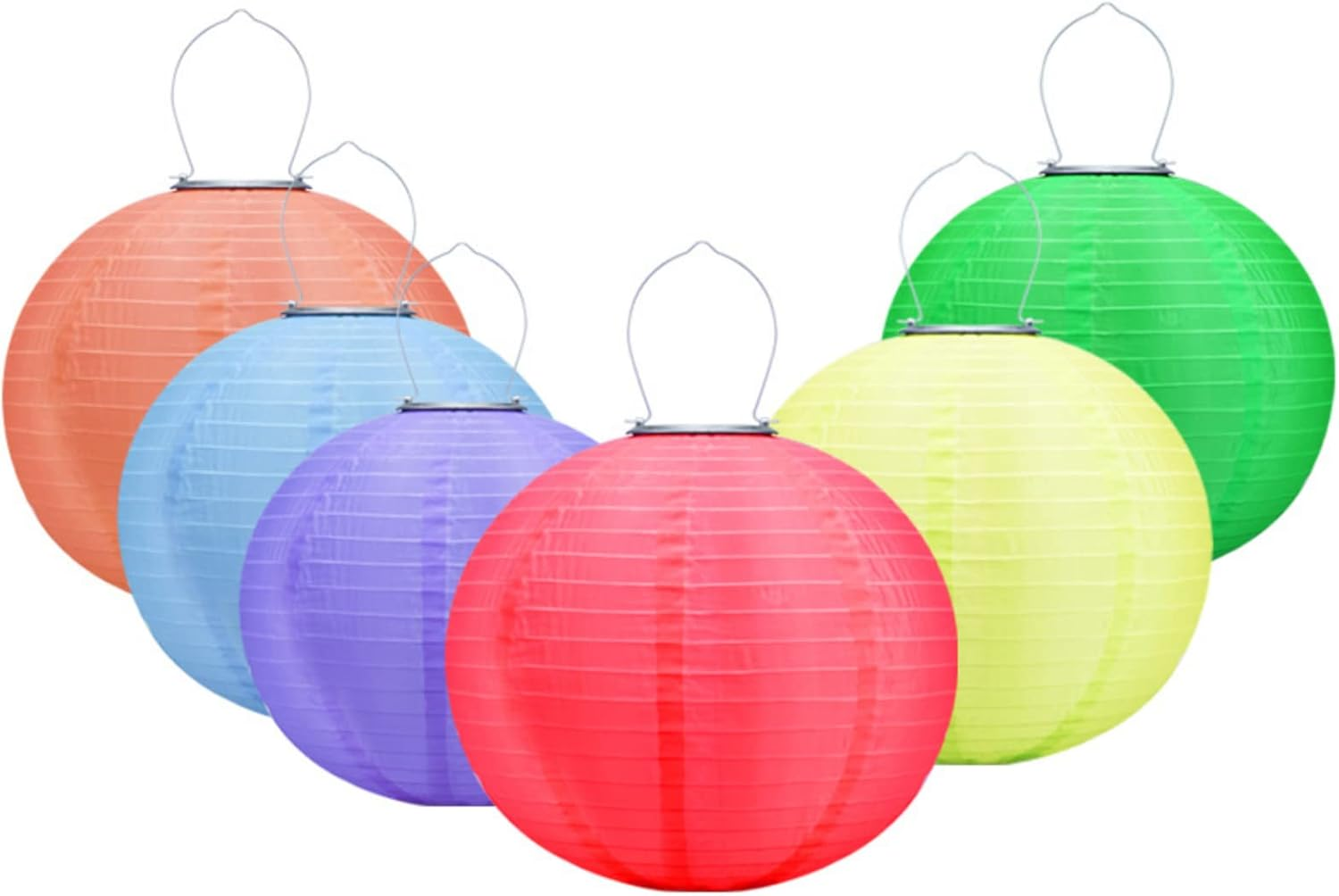 6 Pack 12In Waterproof LED Solar Cloth Chinese Lantern Festival Party Hanging Lamp Hanging Lamp Outdoor Garden Solar Led Light Lantern image number 6
