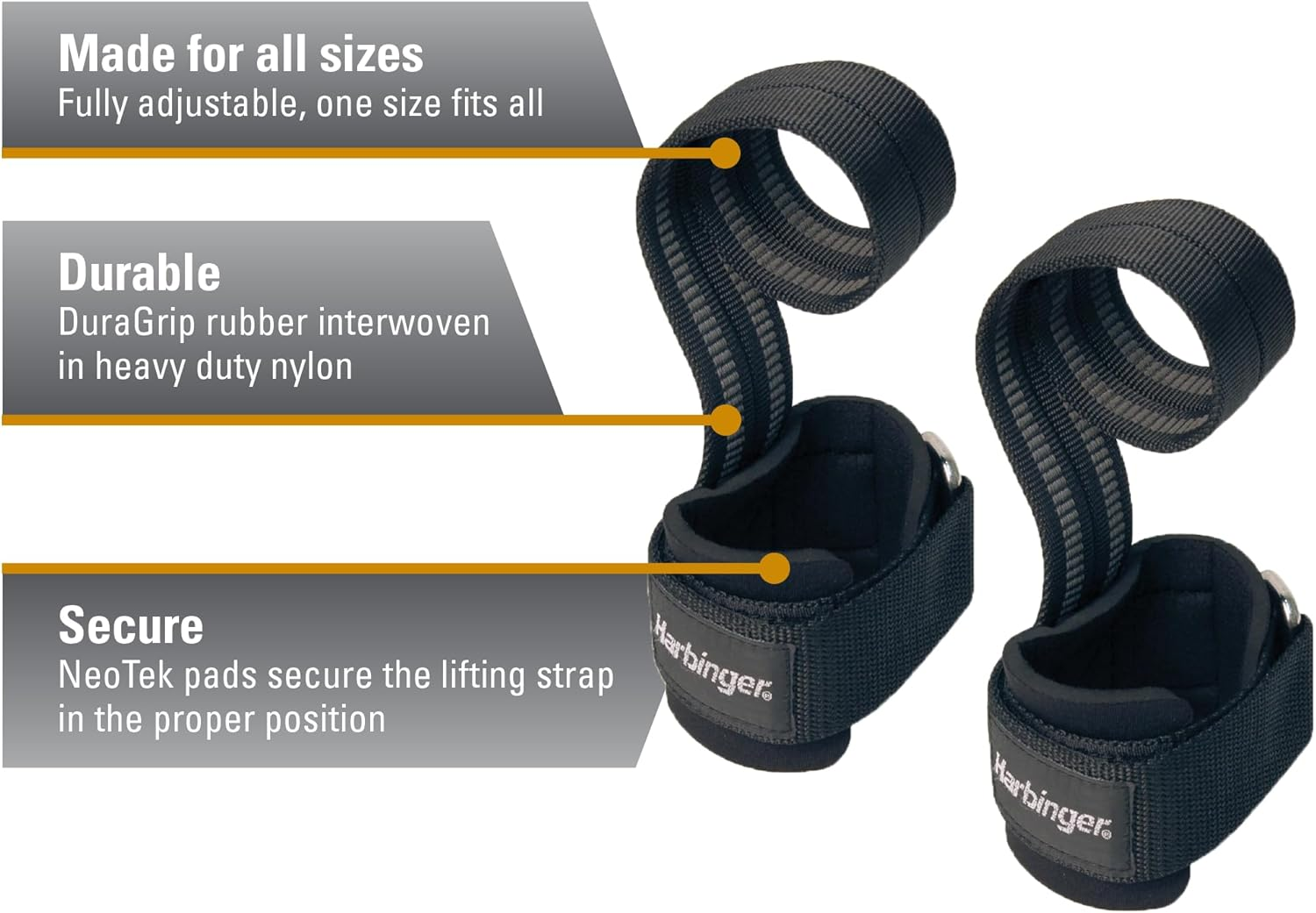 Harbinger Big Grip No-Slip Nylon Lifting Straps with Duragrip (Pair) image number 4