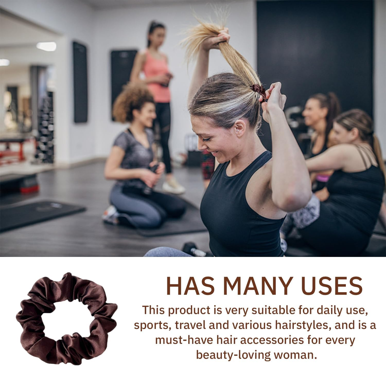 12 Pieces Satin Hair Rings, Simple Hair Rings, Soft Elastic Hair Rings, Ponytail Hair Accessories, Hairstyle Accessories. image number 3