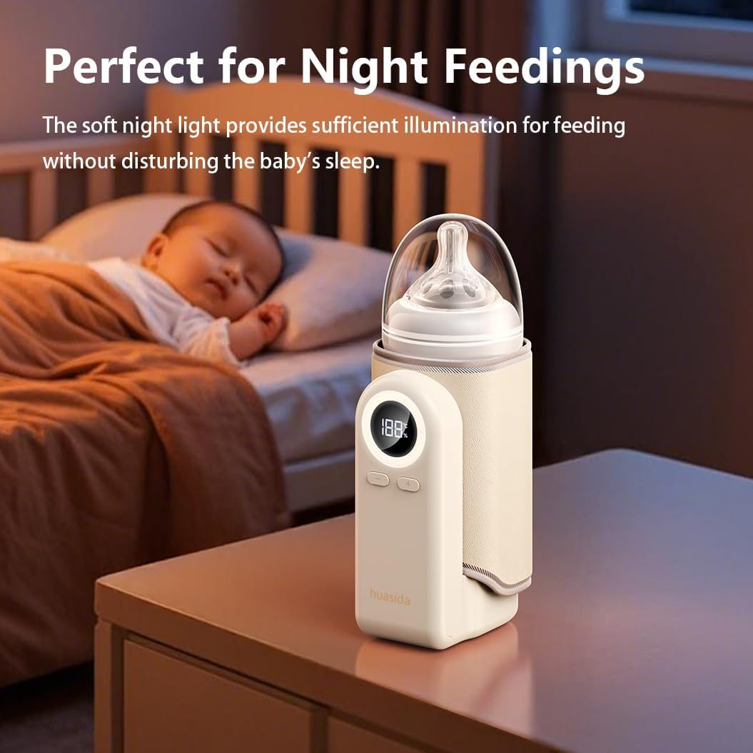 Portable Baby Bottle Warmer for Fast Heating and Keeping Milk Warm 37&deg;C-55&deg;C Temperature Control (Green) - Green image number 3