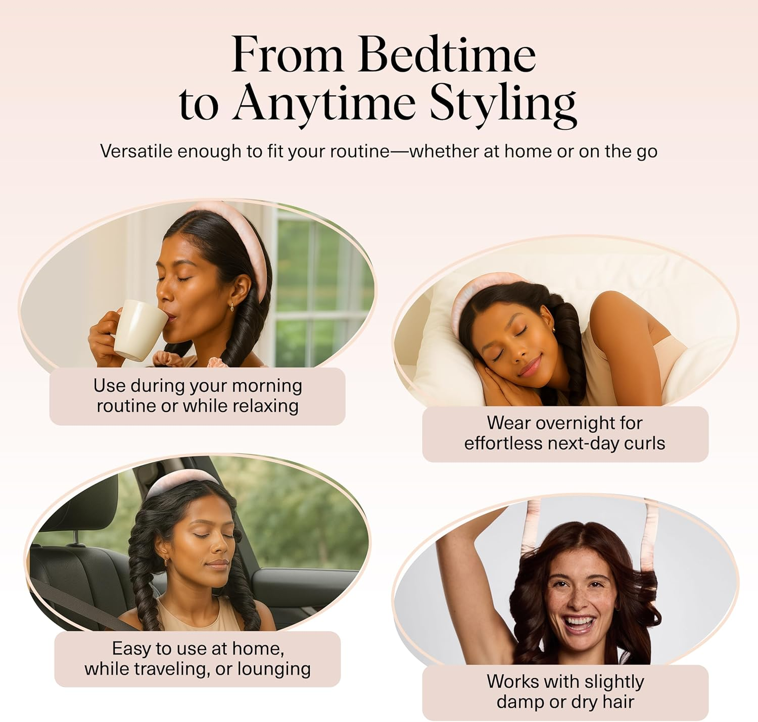 Kitsch Satin Heatless Curling Set - Hair Rollers for Effortless Heatless Curls | Sleep-In Hair Curlers | Includes Hot Rollers & Curling Rod Headband, Achieve Stunning Heatless Hairstyles, Sunsettiedye image number 7