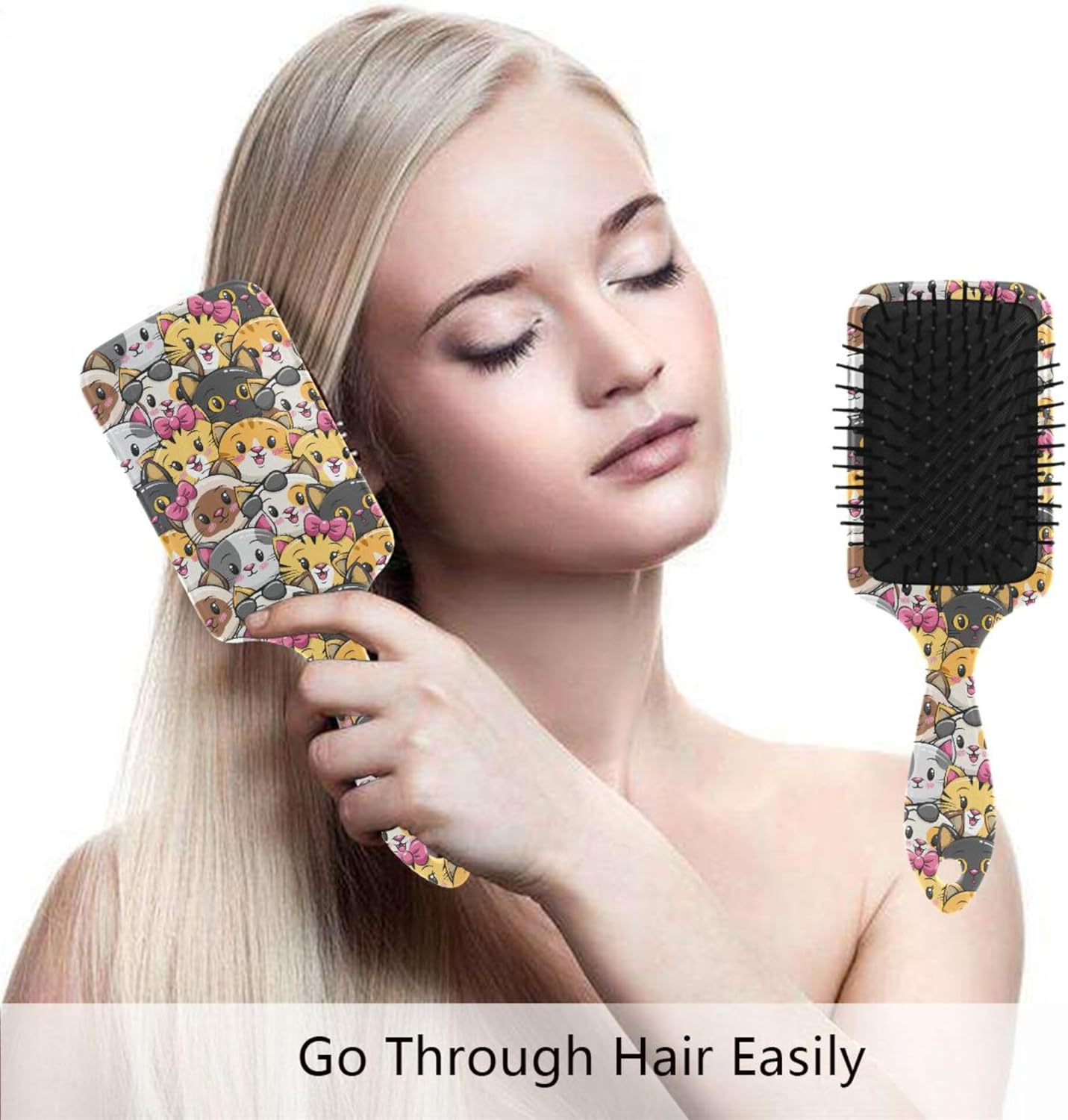 Curly Hair Brushes Cute Cat Cartoon Anti-Static Massage Hair Comb Plastic Detangling Brushes for Thick Hair Detangling and Adding Shine