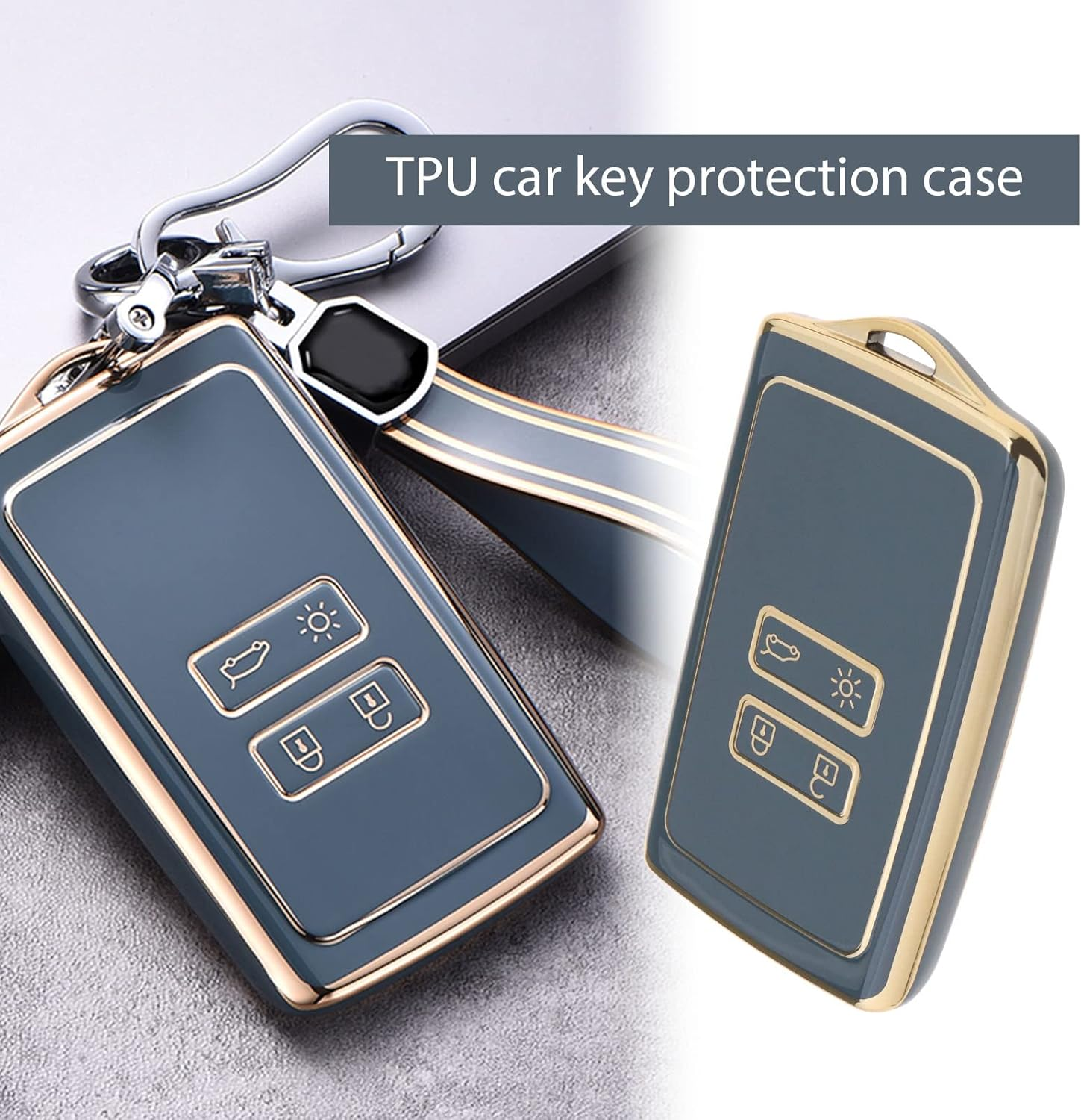 Emagtech Car Key Cover Replacement Compatible with Renault Clio/Espace 5 / Master Bus/Talisman/Megane (IV/4) TPU Key Fob Cover Blue