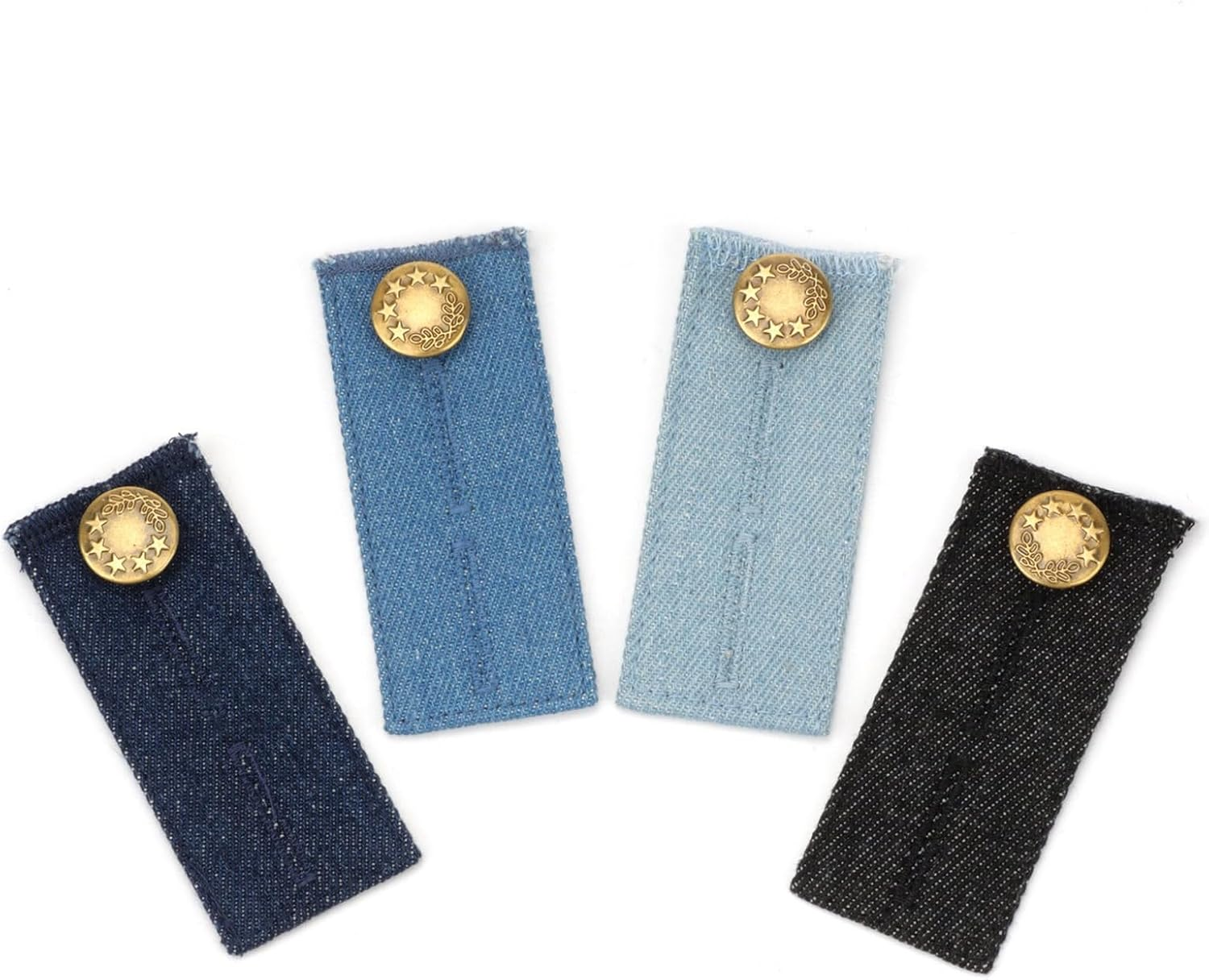 VANANA 4PCS Set Denim Waistband Button Extender Metal Buttons for Jeans Pants Skirt Comfy Waist Expander