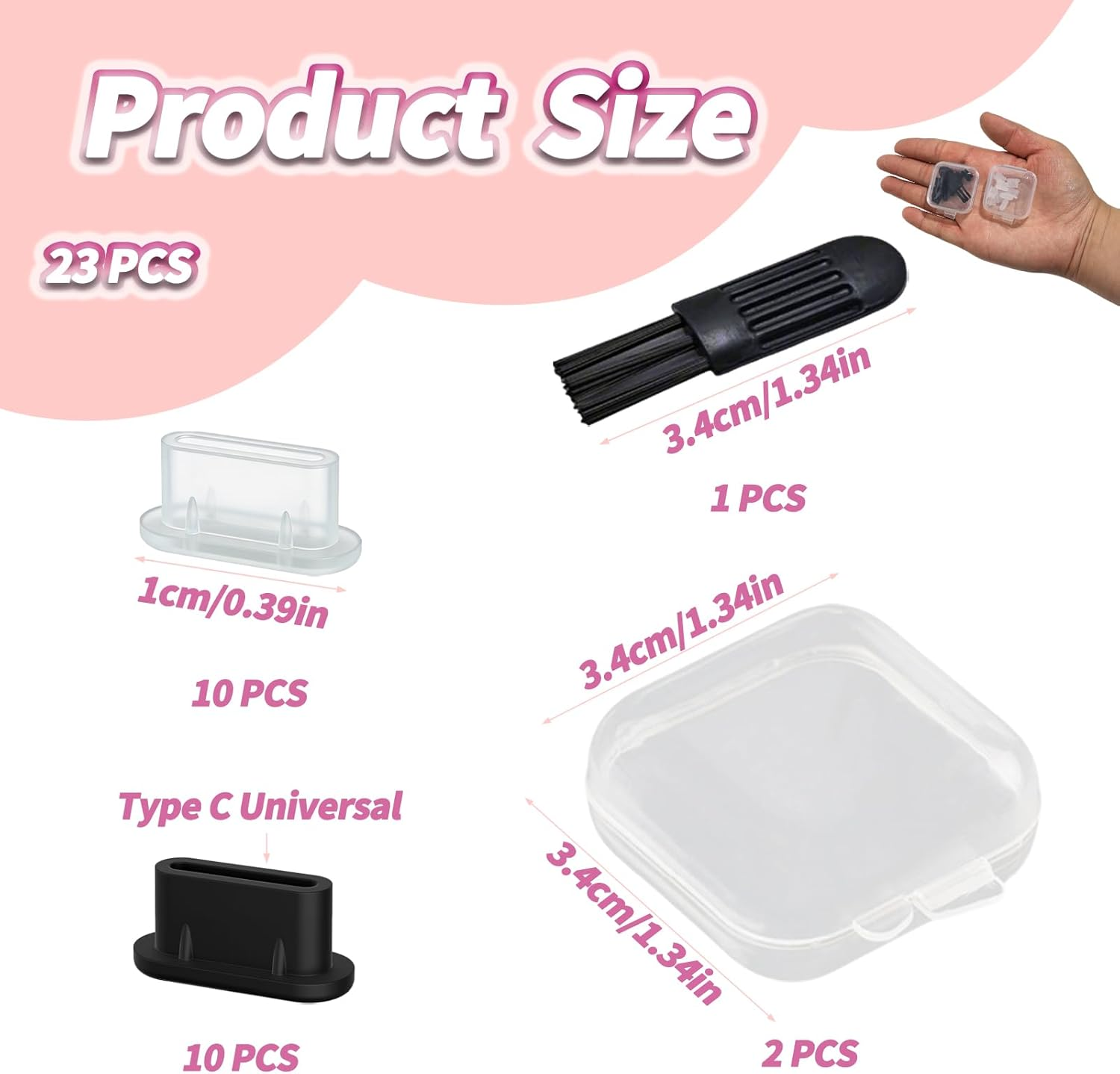 23 Pcs USB C Dust Protection Plugs Kit, Silicone Dust Cover Set with Mixed Colours and Cleaning Brush, Compatible for Type C Devices Ports Charging Protection Daily Carry Travel Work image number 6