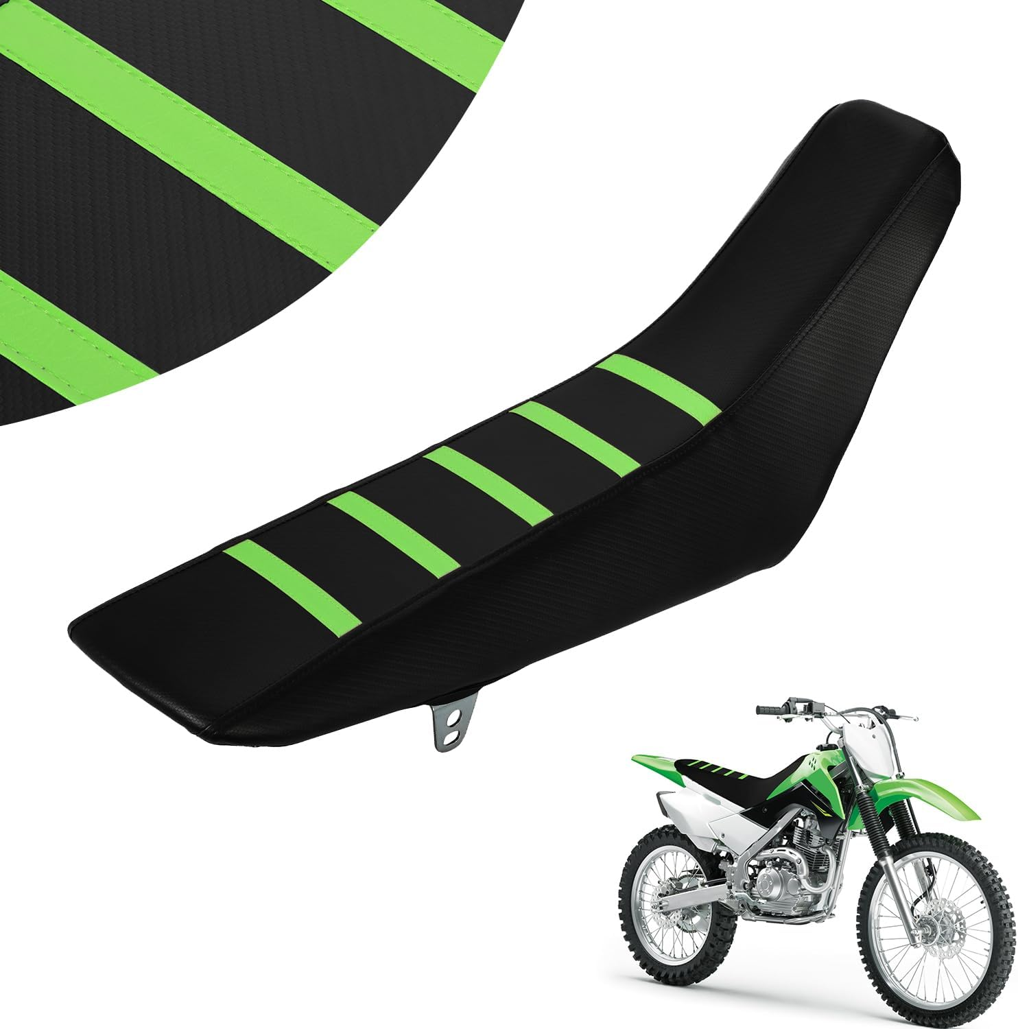 USTPO Ribbed Dirt Bike Seat Cover Gripper Soft for KLX 140 KLX140 KLX140G KLX140L KLX140R KLX140RF 2015-2024 Pit Bike Non-Slip Surface Protector Green image number 5