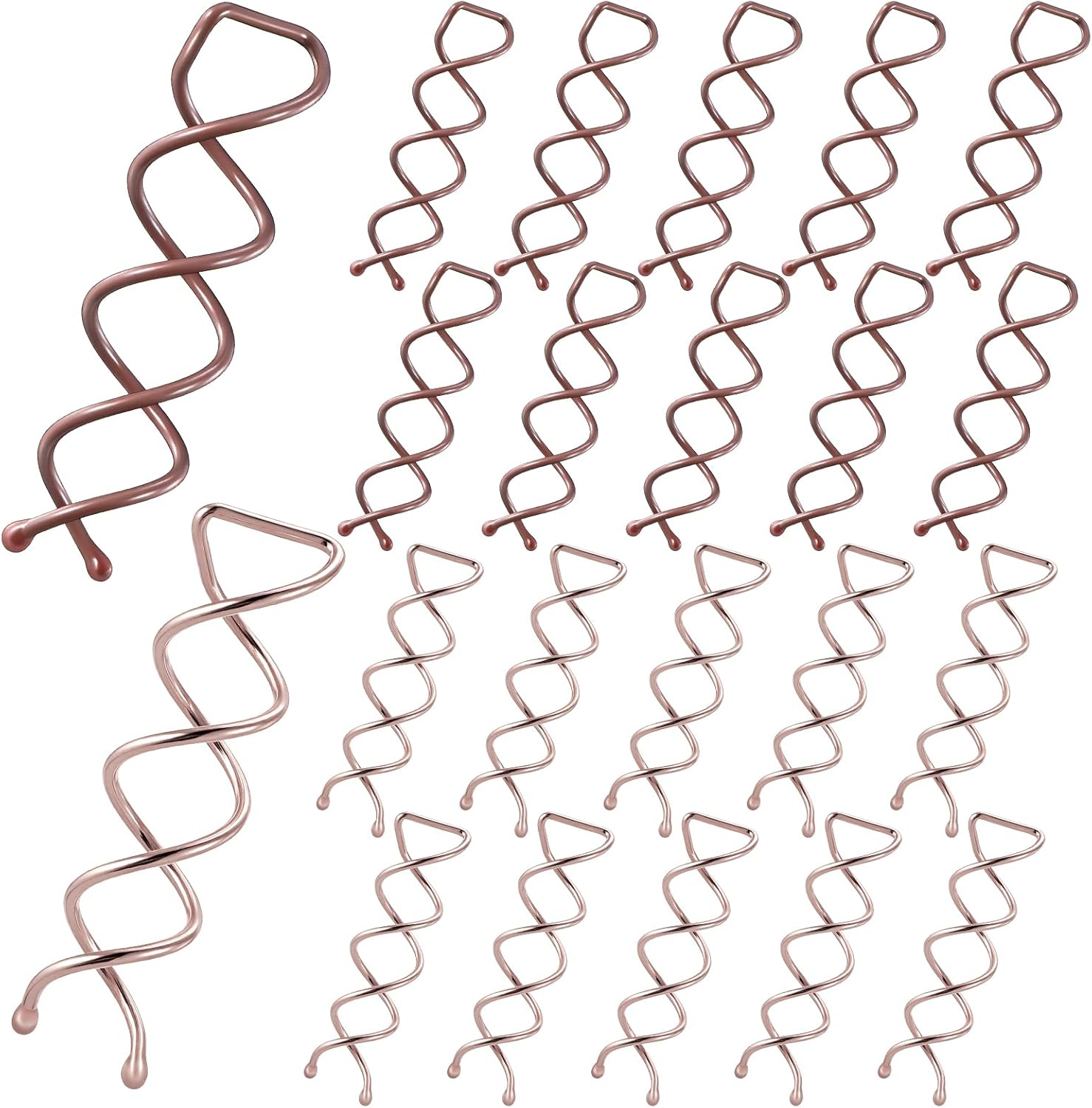 LXUEJIE Pack of 20 Spiral Hair Clips, Spiral Hair Clips, Hair Accessories, Rotating DIY Hairpins, Updo Hairstyles Accessories for Hair Styling, Suitable for Various Hairstyles (Brown + Rose Gold