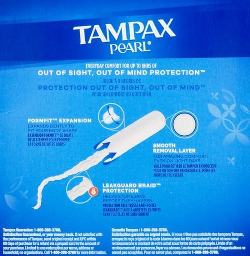 Tampax Pearl Plastic Tampons, Light Absorbency, Unscented, 36 Count (Pack of 2) (72 Total Count) (Packaging May Vary)