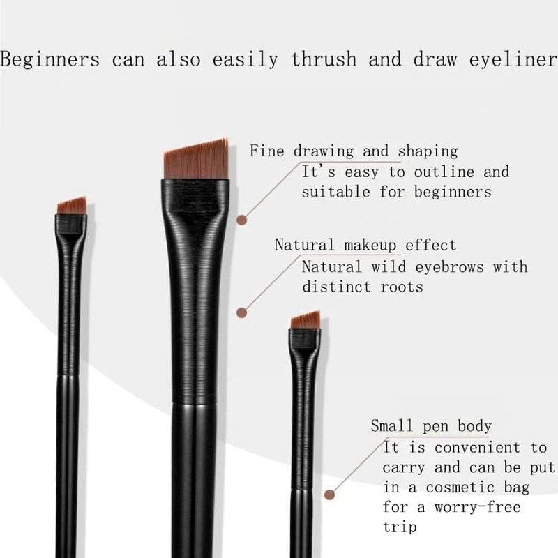 Yimaneili 3-Piece, Eyebrow Brush Eyeliner Brush Set, Thin Diagonal Dyeing Brush, Ultra-Thin Flat Makeup Brush, Precise Makeup Tools image number 4