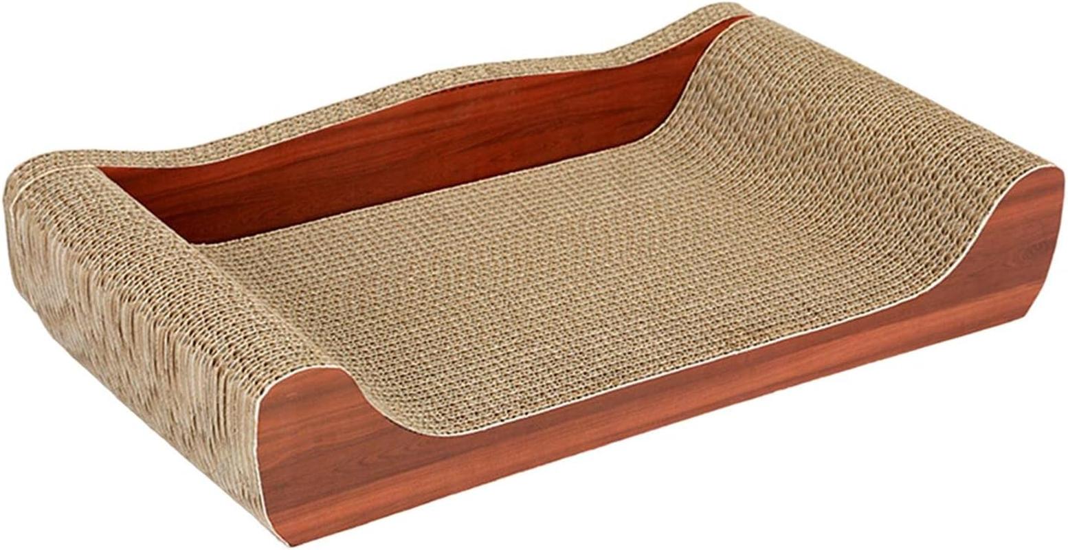 Perfk Cat Scratcher Cardboard Cat Toy Cat Scratch Bed Large Lounge Couch Cat Scratching Board Cat Sofa for Indoor Cats Kittens Play, Green 61Cmx30Cmx18Cm