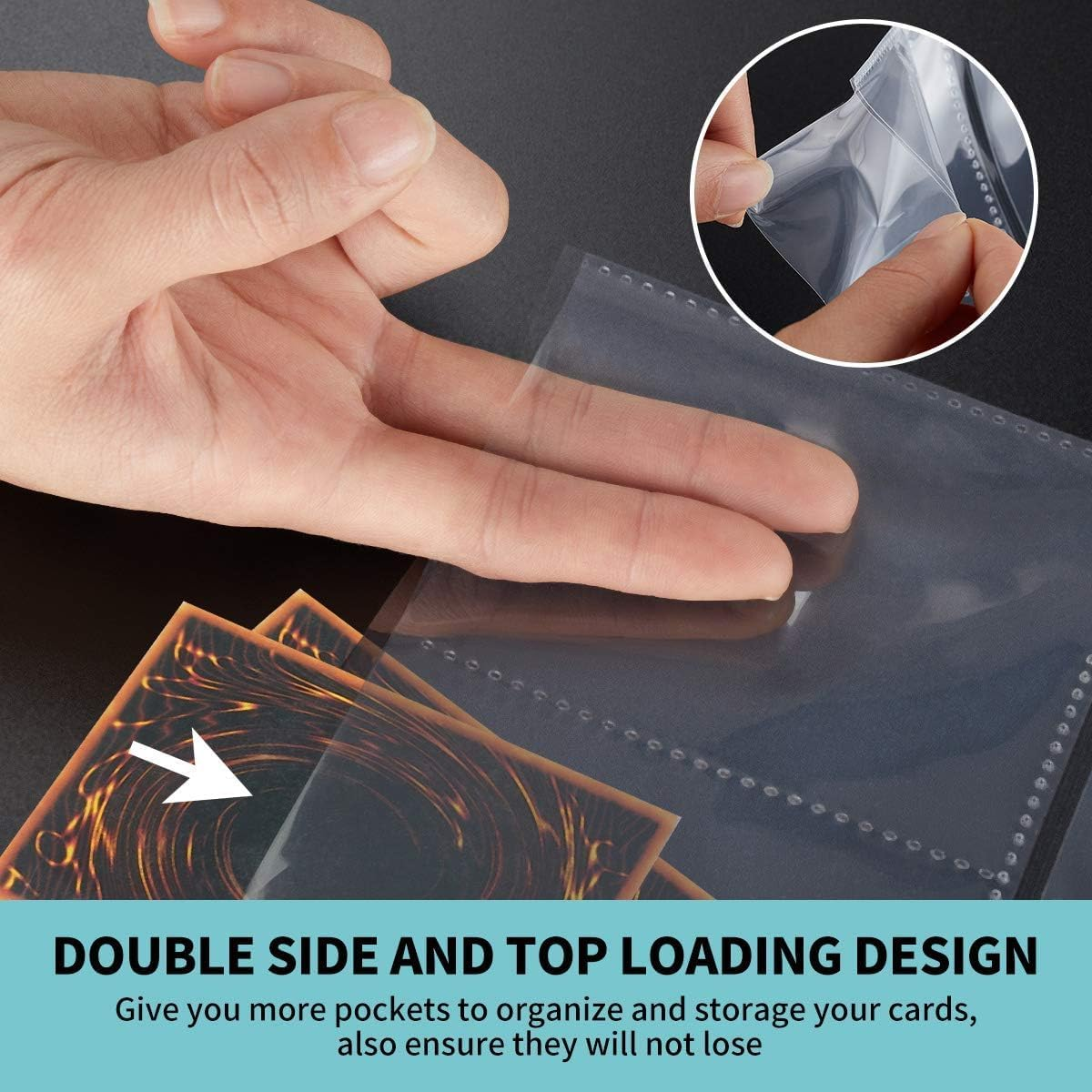 50 Pack 9 Pocket Trading Card Sleeves Pages &ndash; Premium Protector Sheets for Sport Cards & Kpop Photocards | Fits 3-Ring Binder | Game Cards, Coupons Holder (Durable & Clear) image number 4