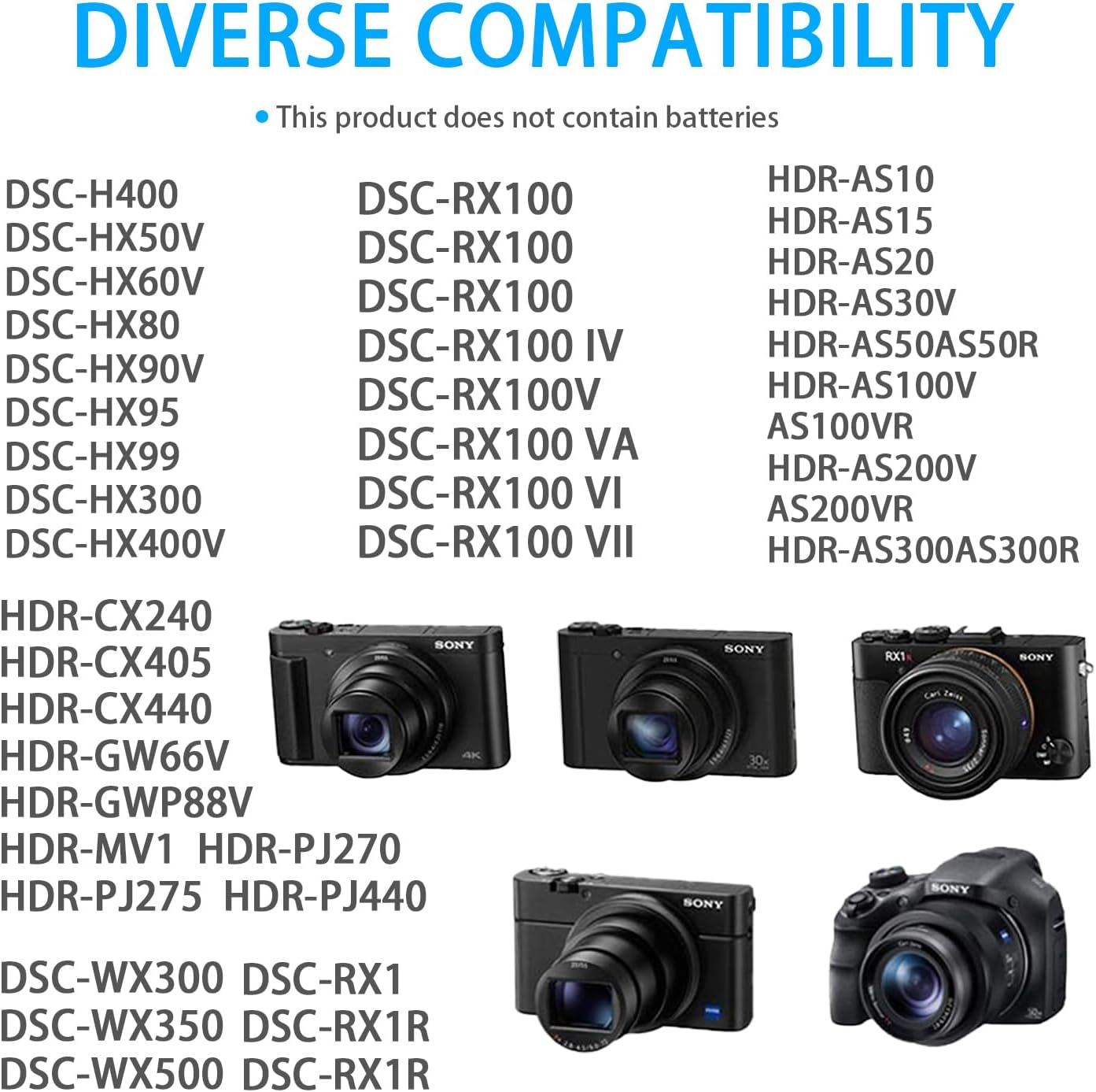 KWTOUL Np-Bx1Battery Charger Compatible with Sony Cyber-Shot DSC-HX300, DSC-HX50, DSC-HX50V/B,DSC-HX60V, DSC-HX90, DSC-HX90V, DSC-RX1, DSC-WX350, DSC-RX100, DSC-RX100 V(With Charging Cable) image number 3