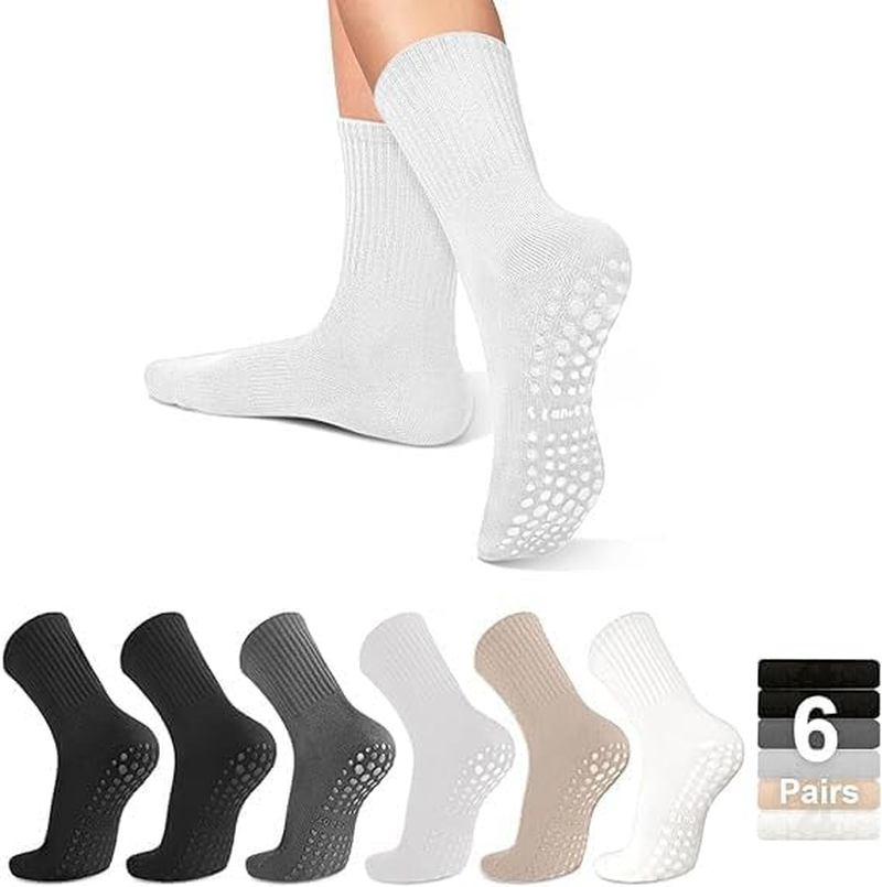 ZANZER Pilates Yoga Socks with Grips for Women,Non-Slip Reformer Yoga Pilates Grip Socks for Sport,Hospital,Ballet,Barre,Dance,Barefoot - 4 * White image number 4