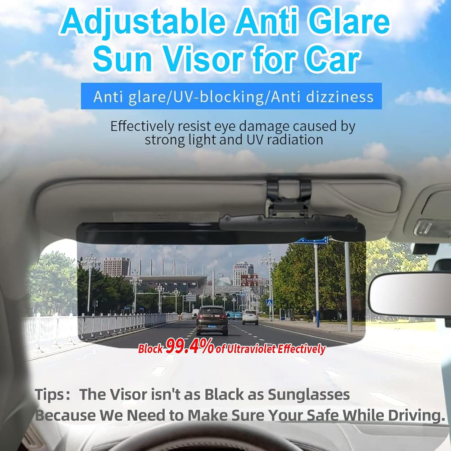 IONPSHG 2Pcs Universal anti Glare Polarizing Sunshade Extender Adjustable Angle All Seasons Universal Car Shade, for anti Glare Snow Blindness Uv Protection in Cars Trucks and Suvs All Year Round image number 6