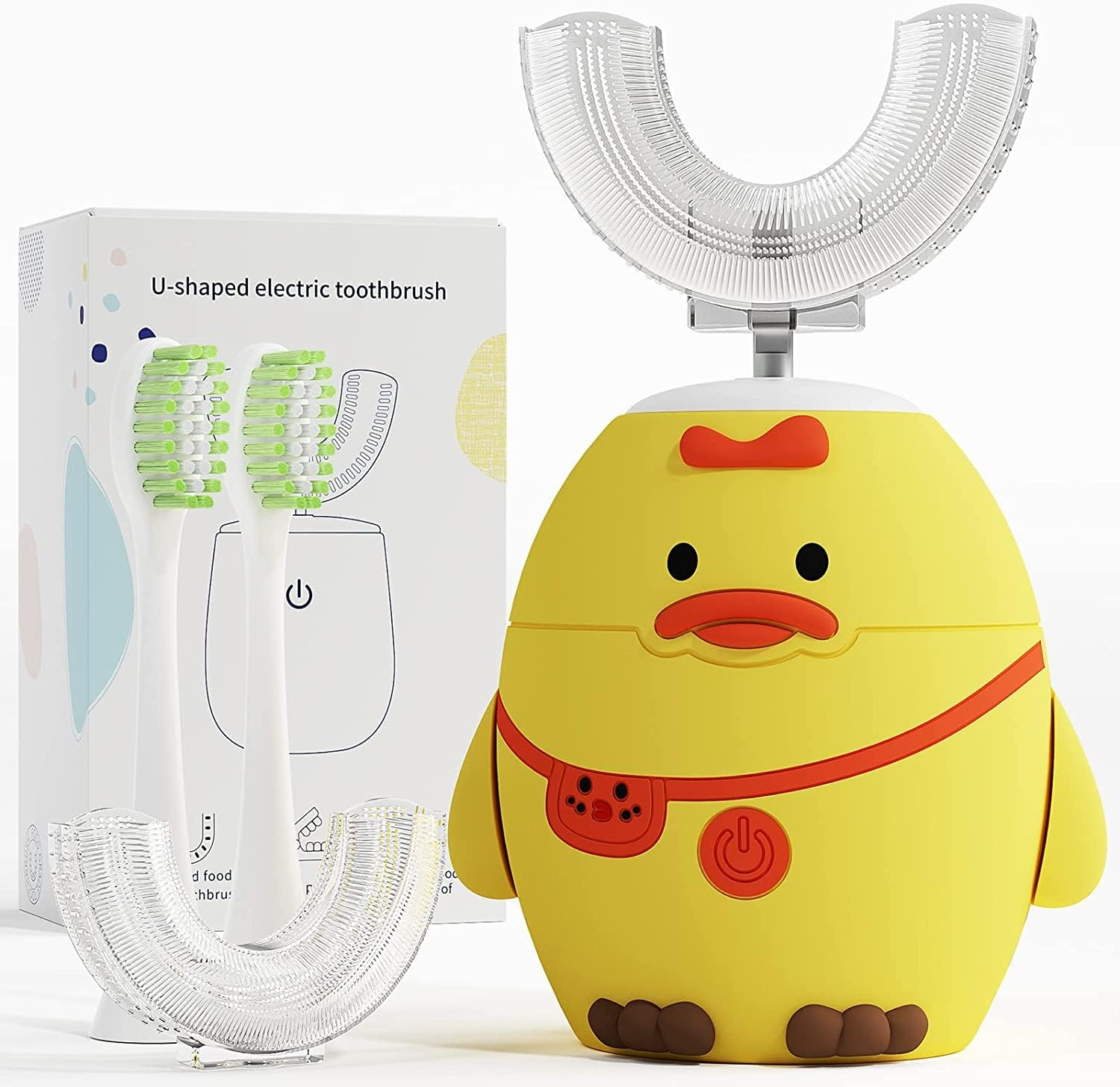 KORNIFUL U Shaped Electric Toothbrush for Age 2-12 Kids, Whole Mouth Toddlers Toothbrush with 6 Brushing Modes, U Shaped Toothbrush of 360&deg; Oral Cleaning for Girl 2-15 Years Old, Little Bear, Pink