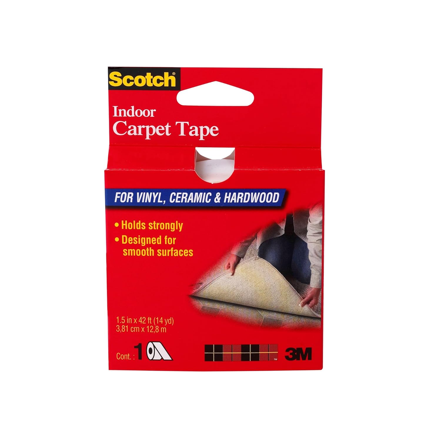 Scotch&reg; Indoor Carpet Tape CT2010, 1.5 in X 42 Ft (38.1 Mm X 12.8M), Carpet Tape image number 2
