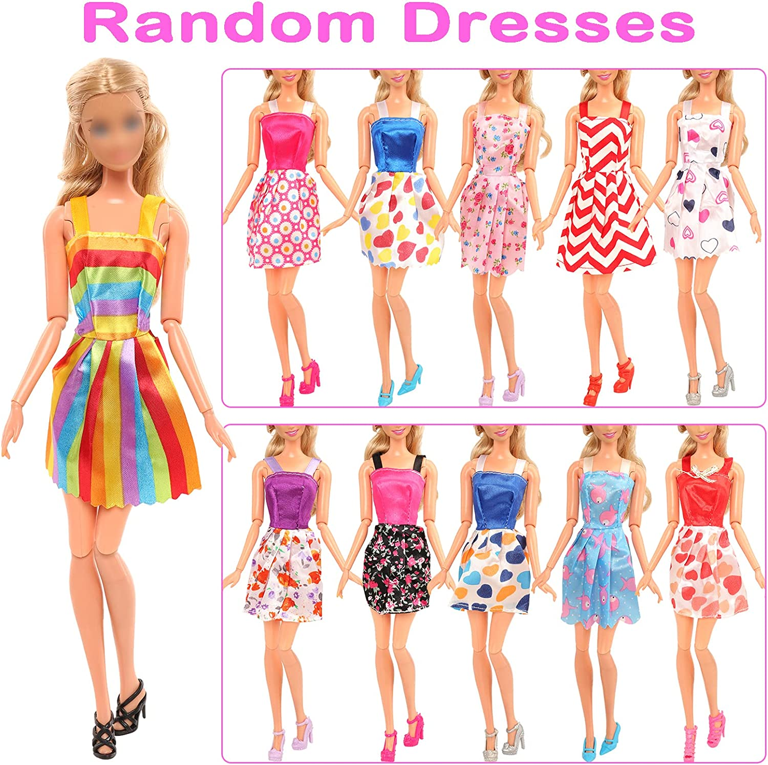 Barwa 11 Clothes Dresses + 10 PCS Shoes + 19 Accessories Selected Randomly for 11.5 Inch 28-30 CM Dolls