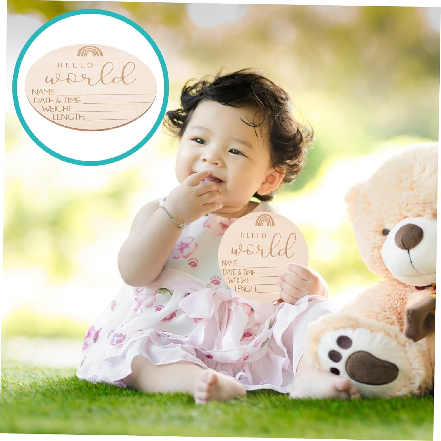 5Pcs Newborn Welcome Sign Wood Birth Announcement Name Sign Cards for Nursery Newborn Shower You Are Born Card image number 5