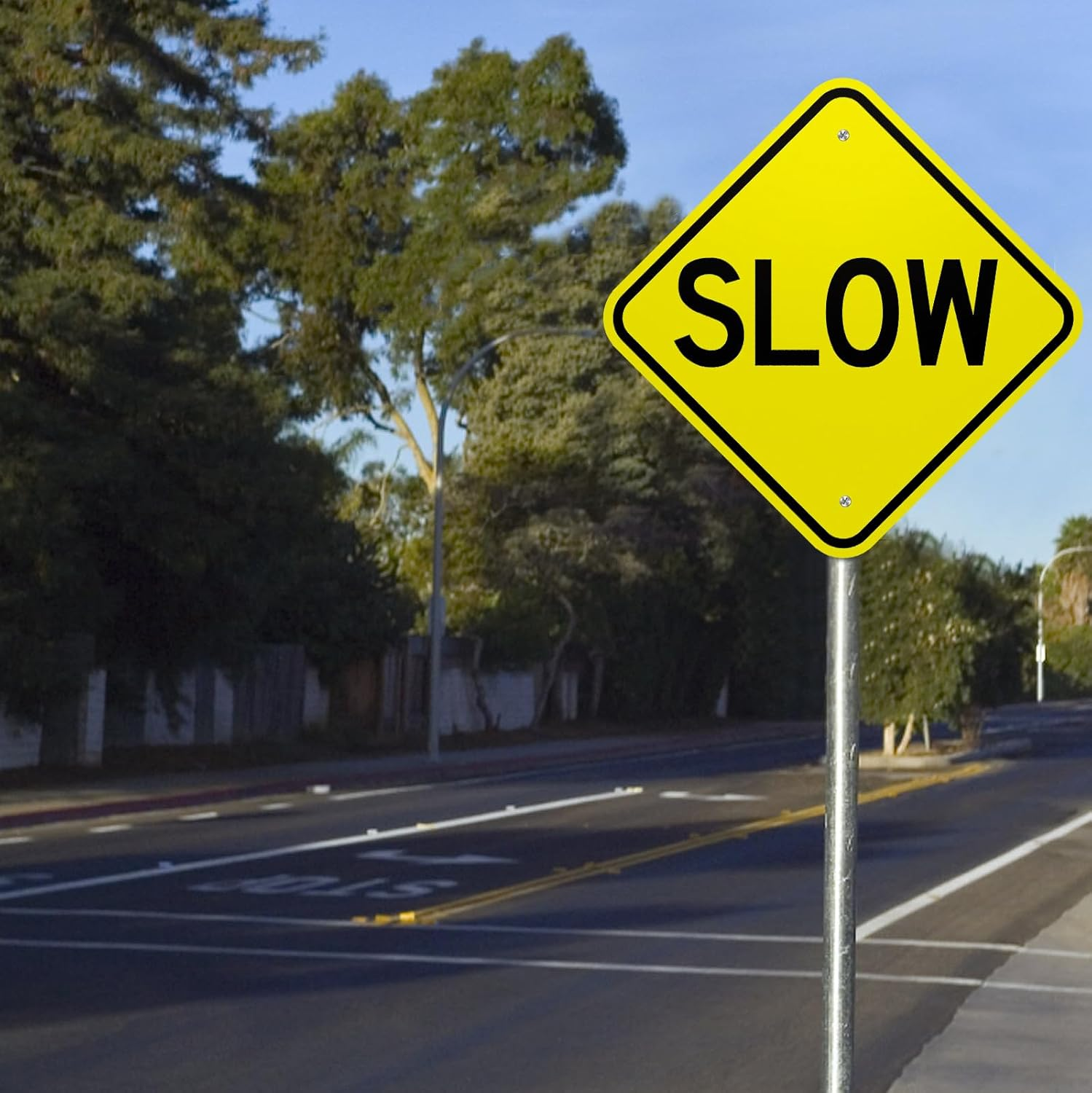 Slow down Signs, 12" X 12", Reflective Rust-Free Aluminum, UV & Weatherproof, Easy Mount for Driveways & Streets