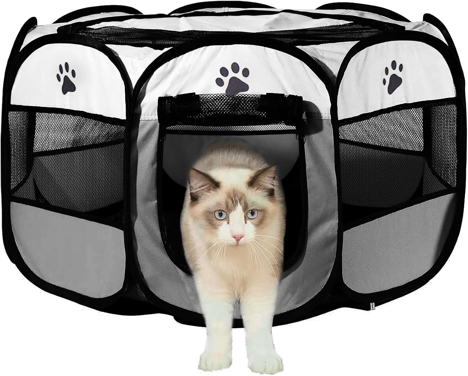73 X 73 X 43 Cm Puppy Run, Foldable Indoor Dog Park, Cat Enclosure, Puppy Playpen for Indoors, Ideal for Dogs, Cats and Small Animals, Grey image number 4