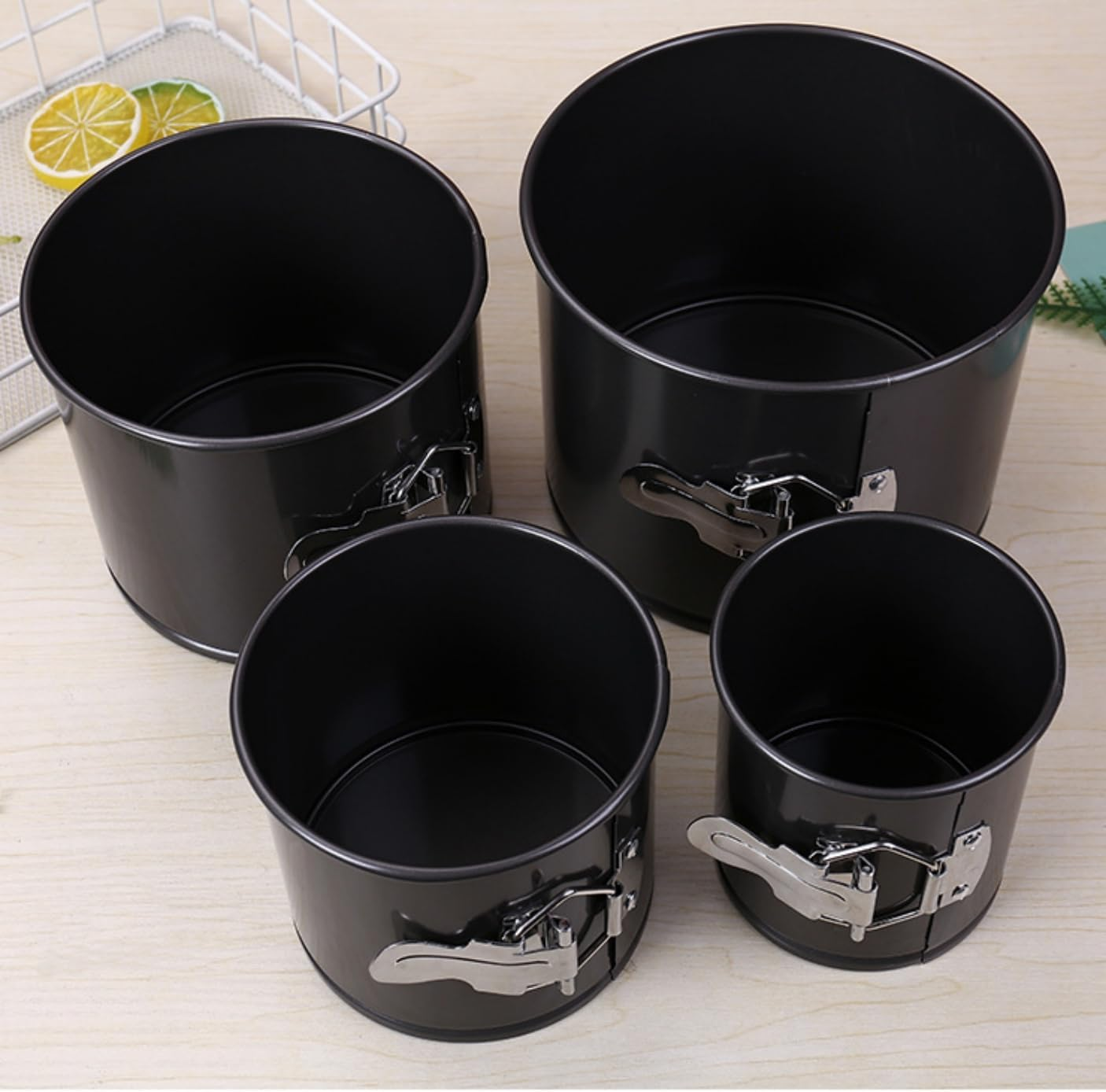 WUWFKUI 4Pcs Cake Moulds Nonstick Springform Pan,With Removable Bottom Tall round Cheesecake Pan Set Size of 10Cm, 12Cm, 14.5Cm, 17Cm image number 1