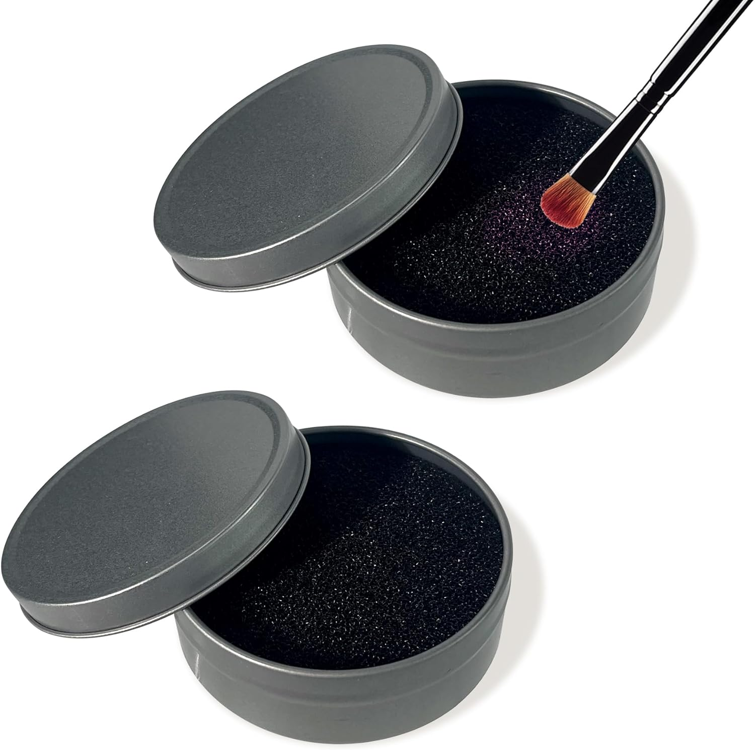 EKIND 2Pcs Dry Makeup Brush Cleaner Sponge, Double Sided Color Removal Cleaner Sponge,Travel Size, Quick Wash,No Water Needed, Removes Powder Cosmetics Color Instantly for Eye Shadow or Blush Color image number 4