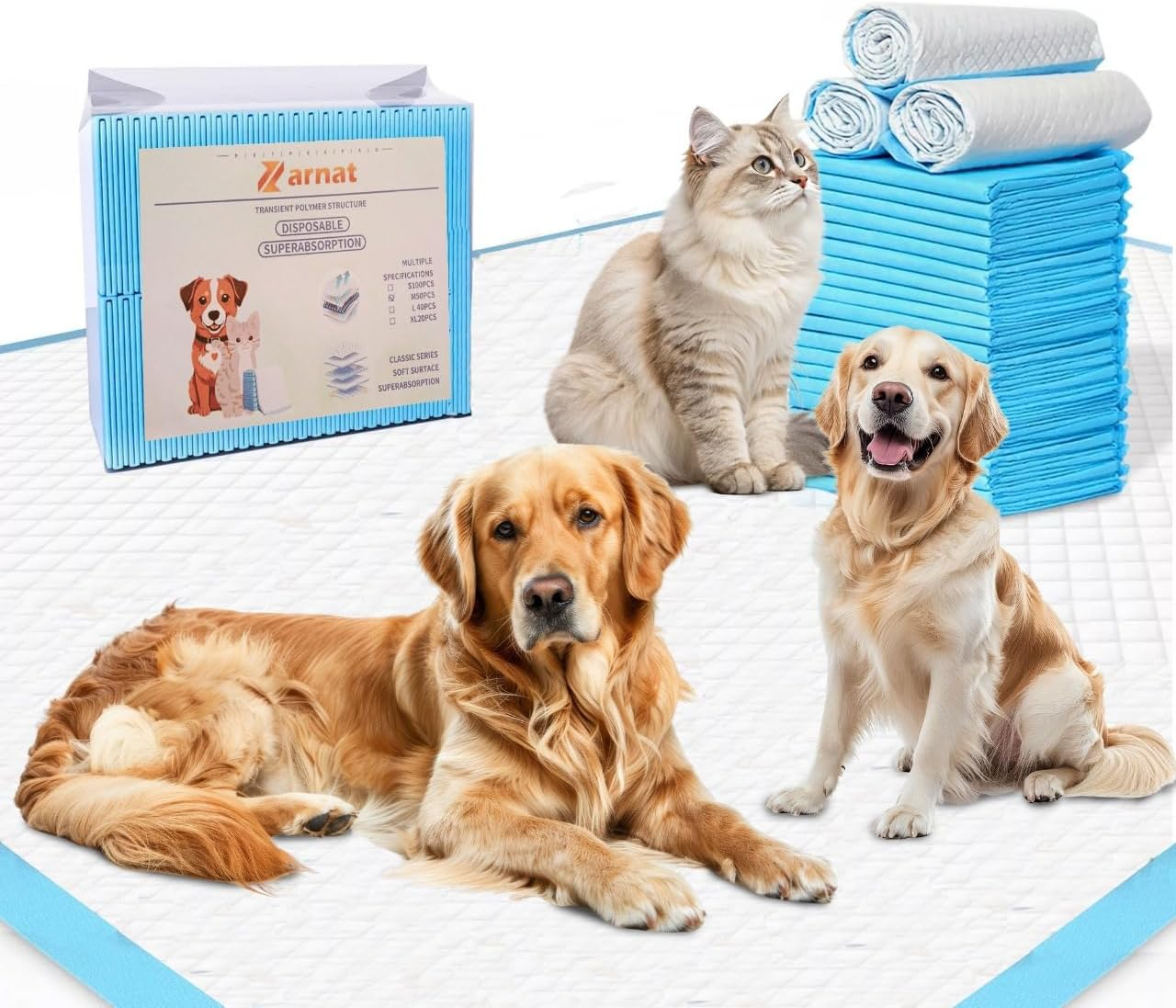 100Pcs Disposable Dog Pee Pads - 33*45Cm Super Absorbent Training Pads for Puppies, Dogs, and Pets - Ultra Absorbent, Leak-Proof, Non-Woven Fabric, Perfect for Housebreaking, and Potty Training image number 1