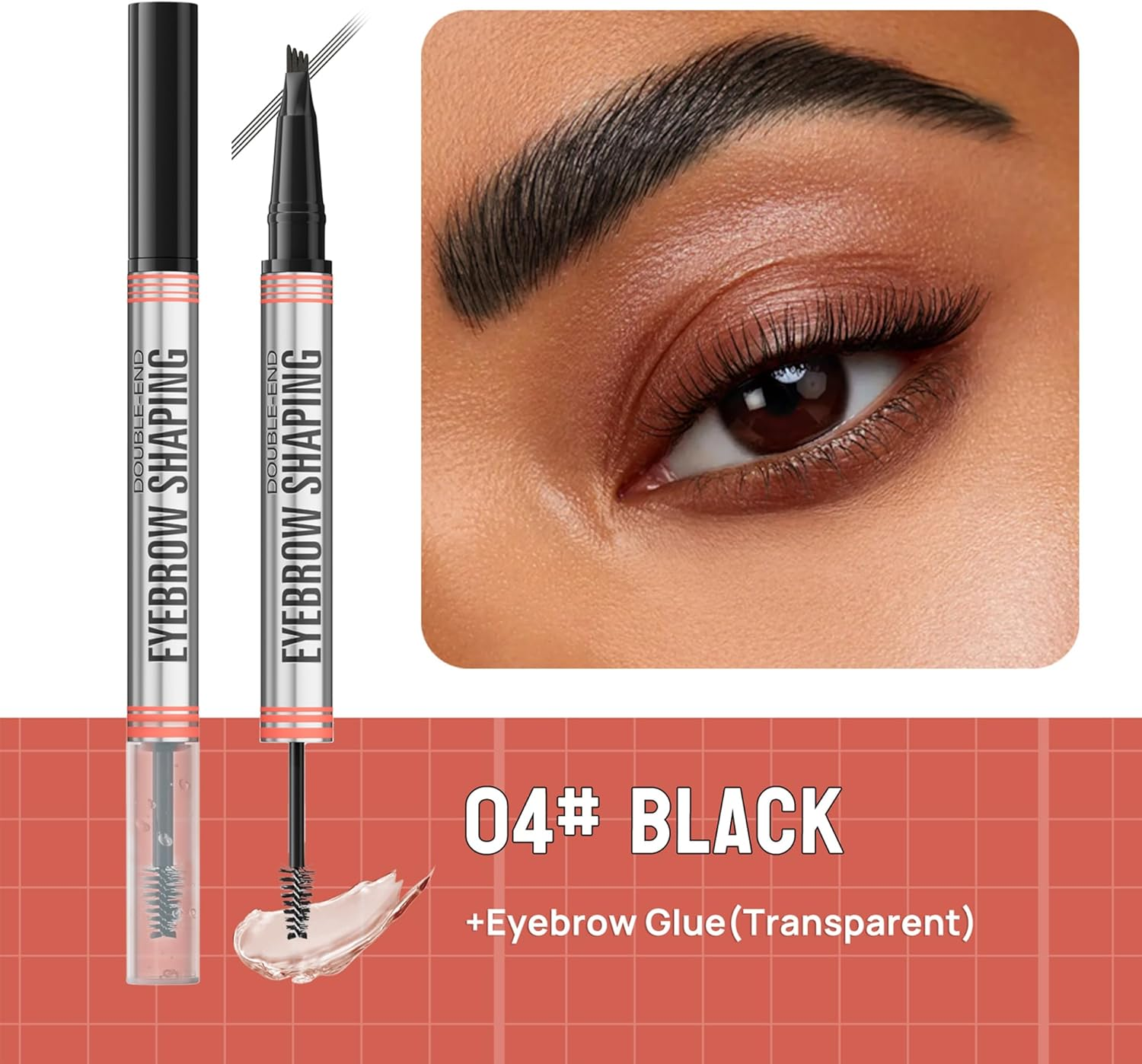 4-Fork Liquid Brow Pen + Waterproof Dual-End Brow Gel and Shaping Brush (Black) image number 5