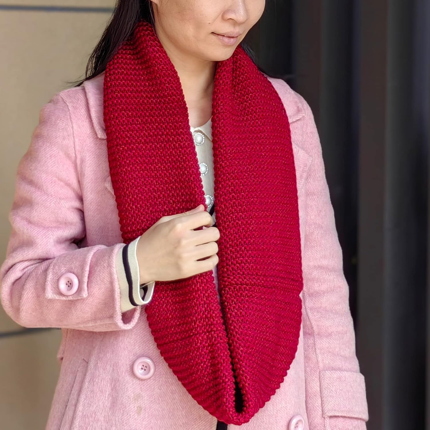Warm Scarf for Winter Women & Men, Knit Wool Loop Infinity Scarves Thick & Chunky Neck Warmer for Cold Weather U-SY-WS7 image number 2