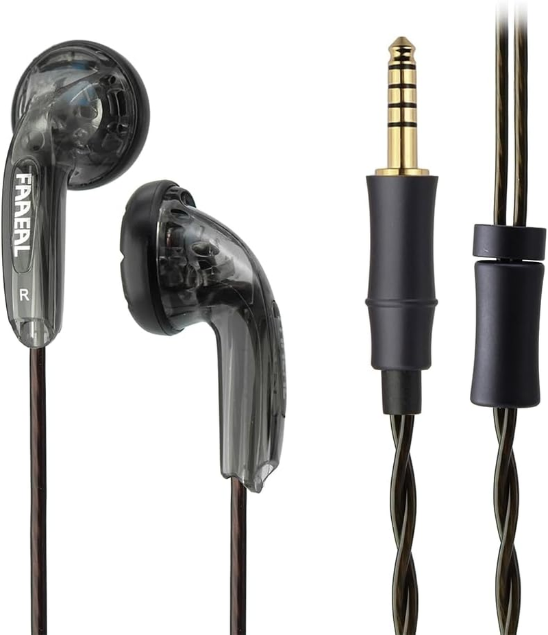 FAAEAL Rosemary Earphone with Upgrade Silver-Plated Cable,150Ohms High Impedance Hifi Flat Earbuds,Dynamic and Engaging Sound Profile Music Headphone,3.5Mm/4.4Mm Plug Optional (Black 3.5Mm)