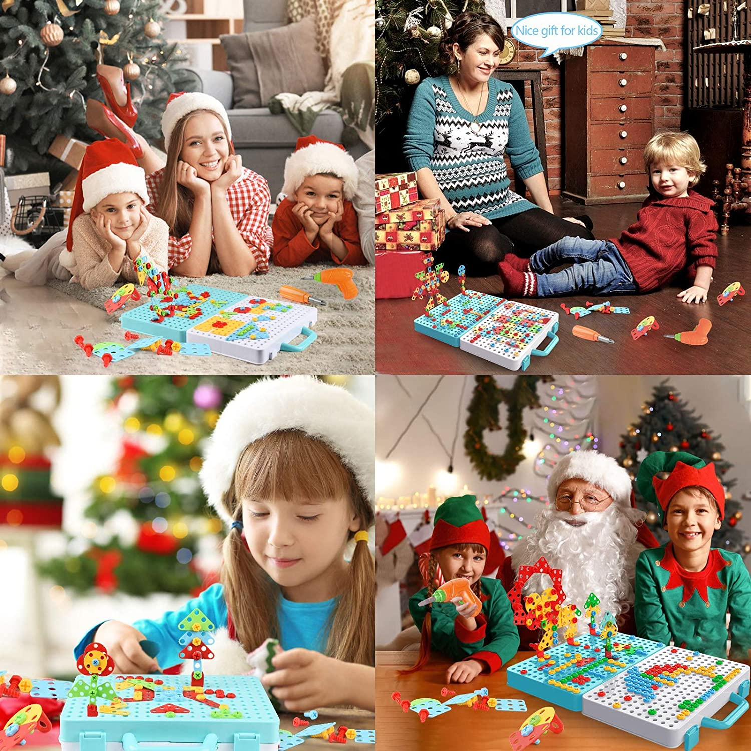 550Pcs Electric DIY Drill STEM Puzzle Toy Set, Creative Mosaic Drill Puzzle Kit, 2D 3D Educational Building Blocks Construction Games Tool Kits, Best Kids Toys for Boys and Girls Age 3-12 Years Old image number 6