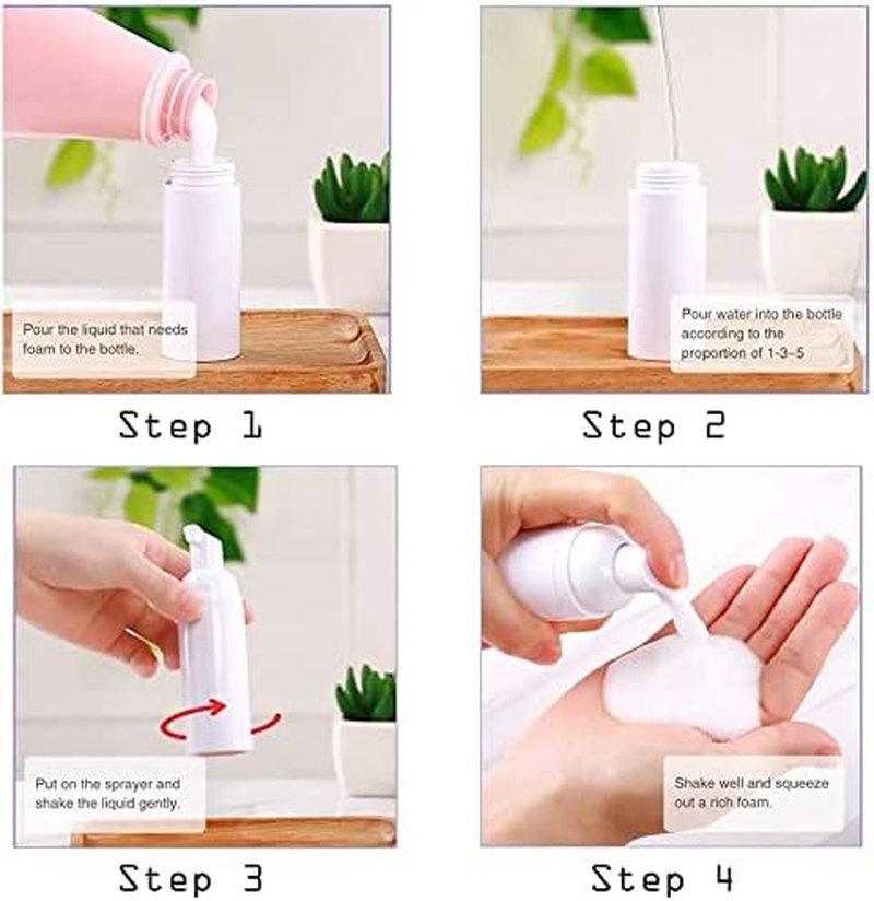 30Ml Mini Travel Size Foam Pump Bottle, White Empty Plastic Foaming Soap Bottles, Soap Pump Dispenser, for Cleaning, Travel, Cosmetics (5 Pieces) image number 3