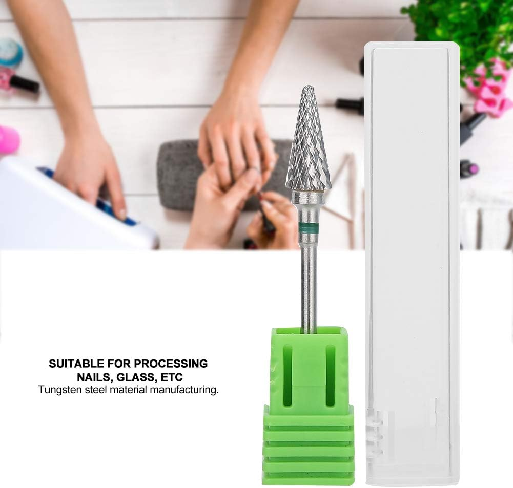 Nail Drill Bits, Tungsten Steel Drill Bits for Nails, Nail Art Drill Bit, Electric Pedicure Manicure Grinding Head Nail Polishing Accessory, Manicure Drill Bit for Nails(Green Label) image number 4