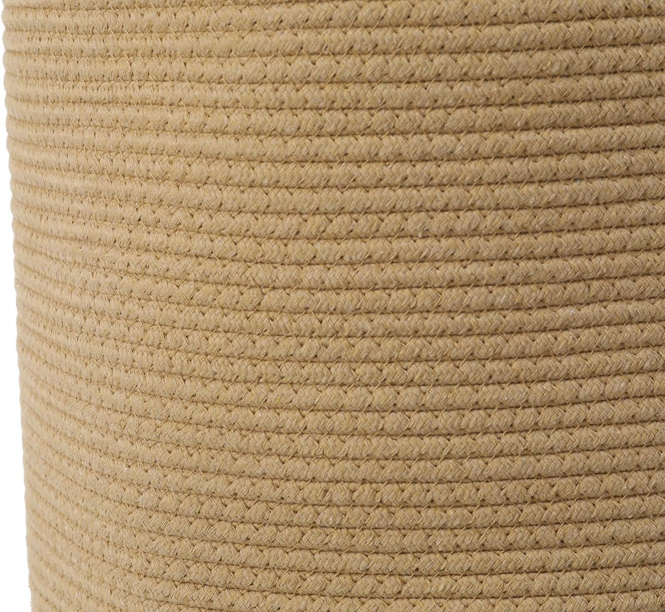 Extra Large Cotton Rope Storage Basket with Lid and Zipper, Versatile Laundry Hamper and Cloth Bin for Clothes, Towels, Blankets, Living Room Organization (All Beige, 16"X20") - All Black image number 3