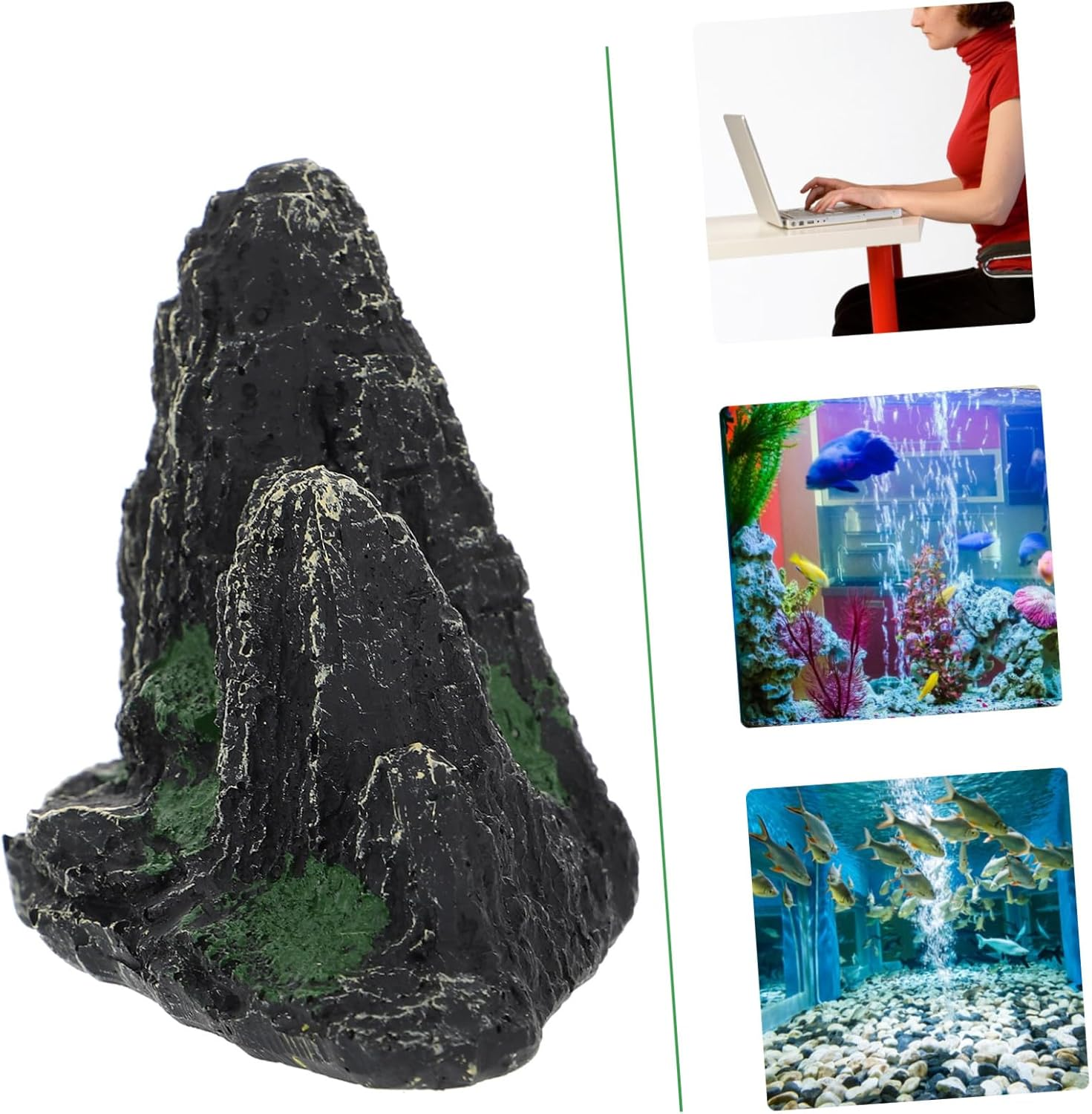 Abaodam Artificial Rockery Sculpture Aquarium Decor Resin Simulation Hill Statue Fish Tank Accessory for Freshwater and Saltwater Aquatic Pets image number 2
