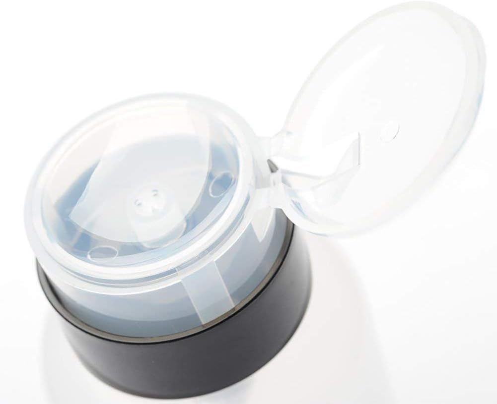 AKOAK Pack of 2 Push down Empty Lockable Pump Dispenser Bottle for Nail Polish and Makeup Remover,200Ml(6.8Oz),Black and White Top Cap image number 1