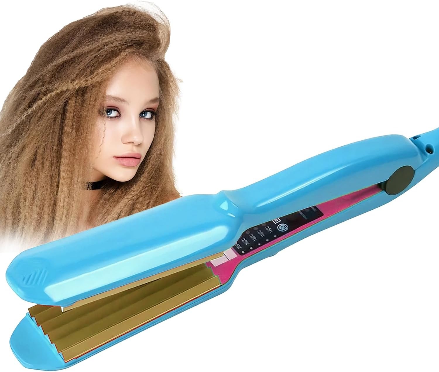 PRO Hair Crimper for Women and Girls 30S Rapid Heating Ceramic Plate Crimping Iron Hair Crimpers for Fluffy Hairstyle Tool (Pink)