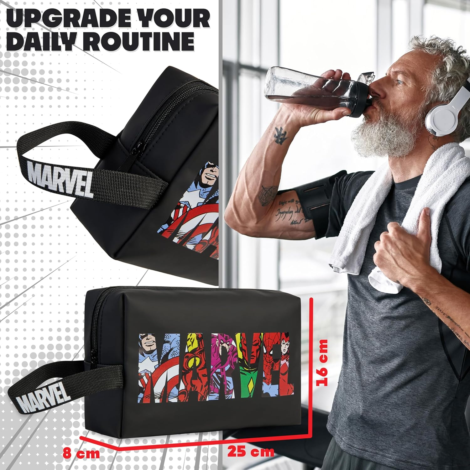 Marvel Men'S Toilet Bag - Hanging Large Toiletry Bag and Wash Bag for Men - Gifts for Him - Toilet Bag Men, Black, Einheitsgr&ouml;&szlig;e, Toiletry Bag image number 5