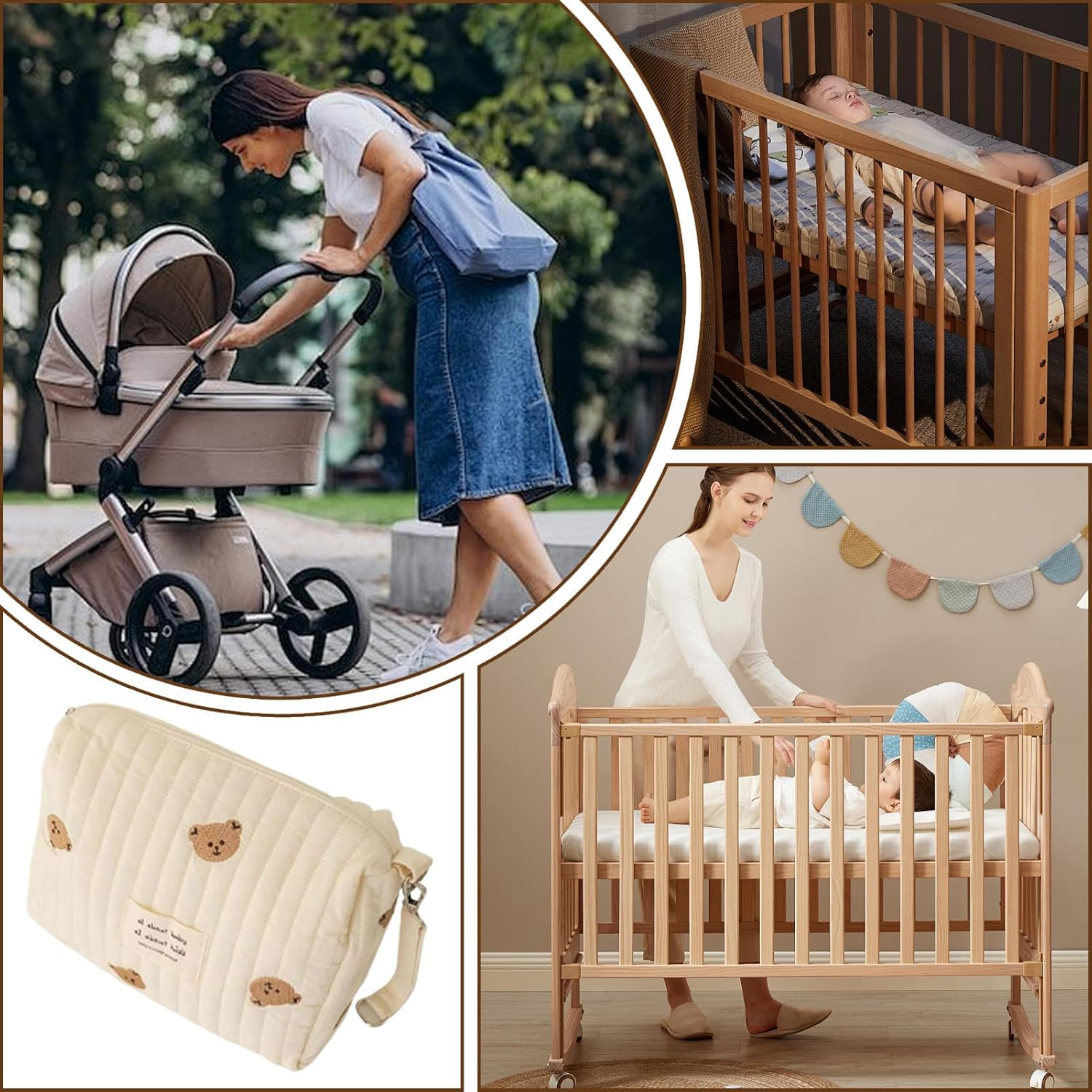 Toddler Diaper Bag - Spacious Portable Pouch for Nappy | Baby Stroller Diaper Storage Organizer Pouches for Outdoor Shopping and Travel - A image number 5