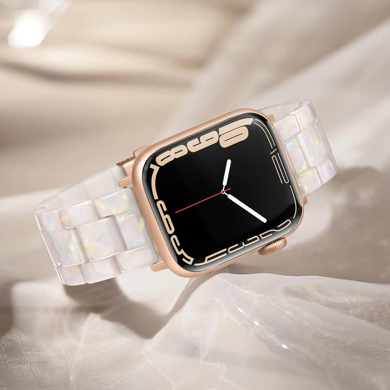 Vamyzji Compatible with Apple Watch Band 49Mm 46Mm 45Mm 44Mm 42Mm, Lightweight Waterproof Resin Sport Iwatch Strap for Apple Watch Series 11 10 9 8 7 6 5 4 3 2 1 SE Ultra 3 2 1(White Rose Gold) image number 3