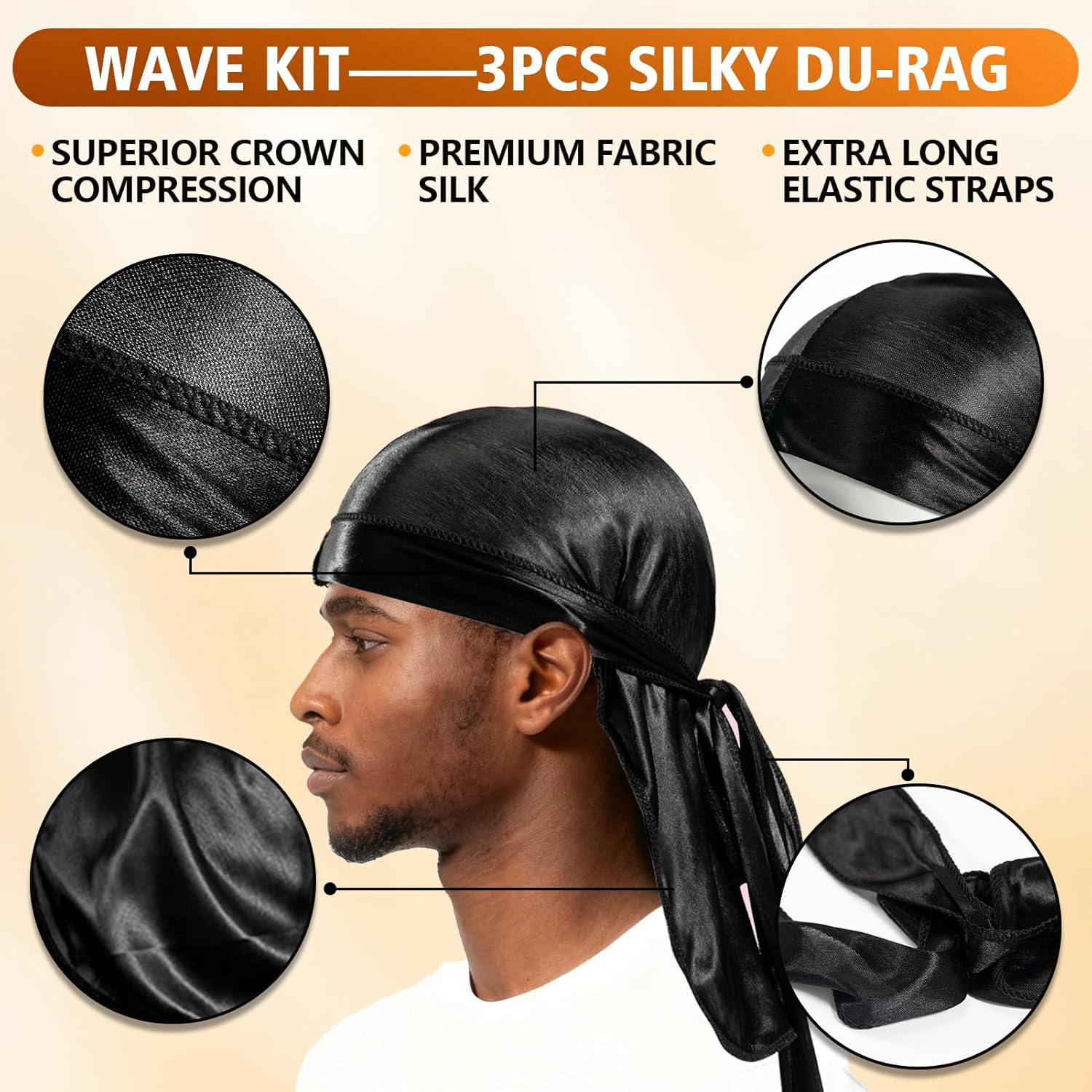 360 Wave Kit for Men Grooming Kit for 360 Waves - 3 Wave Brushes, Soft, Medium & Hard - Satin Durag, Hand Mirror, Hair Comb, Hair Brush Cleaner, Wave Pomade & Shampoo & Rosemary Oil - Best Gift Set image number 3