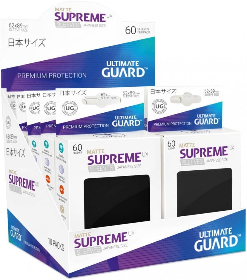Ultimate Guard UGD010587 Supreme UX Sleeves, Japanese Size, Matte Black, 60 Counts - Matte Black image number 6