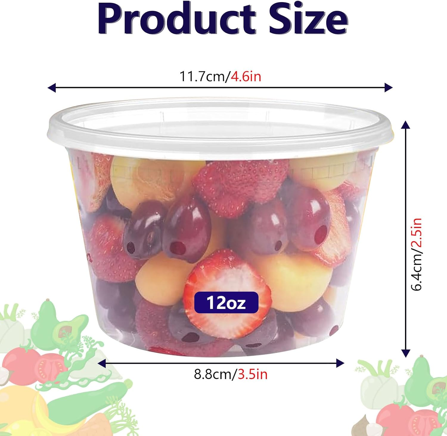 60-Pack 12 Oz Plastic Food Storage Containers with Airtight Lids, Microwave, Freezer & Dishwasher Safe,Stackable,Bpa-Free,12 Oz Deli Meat Containers with Lids for Soups, Sauces, Salads, and Meal Prep image number 5