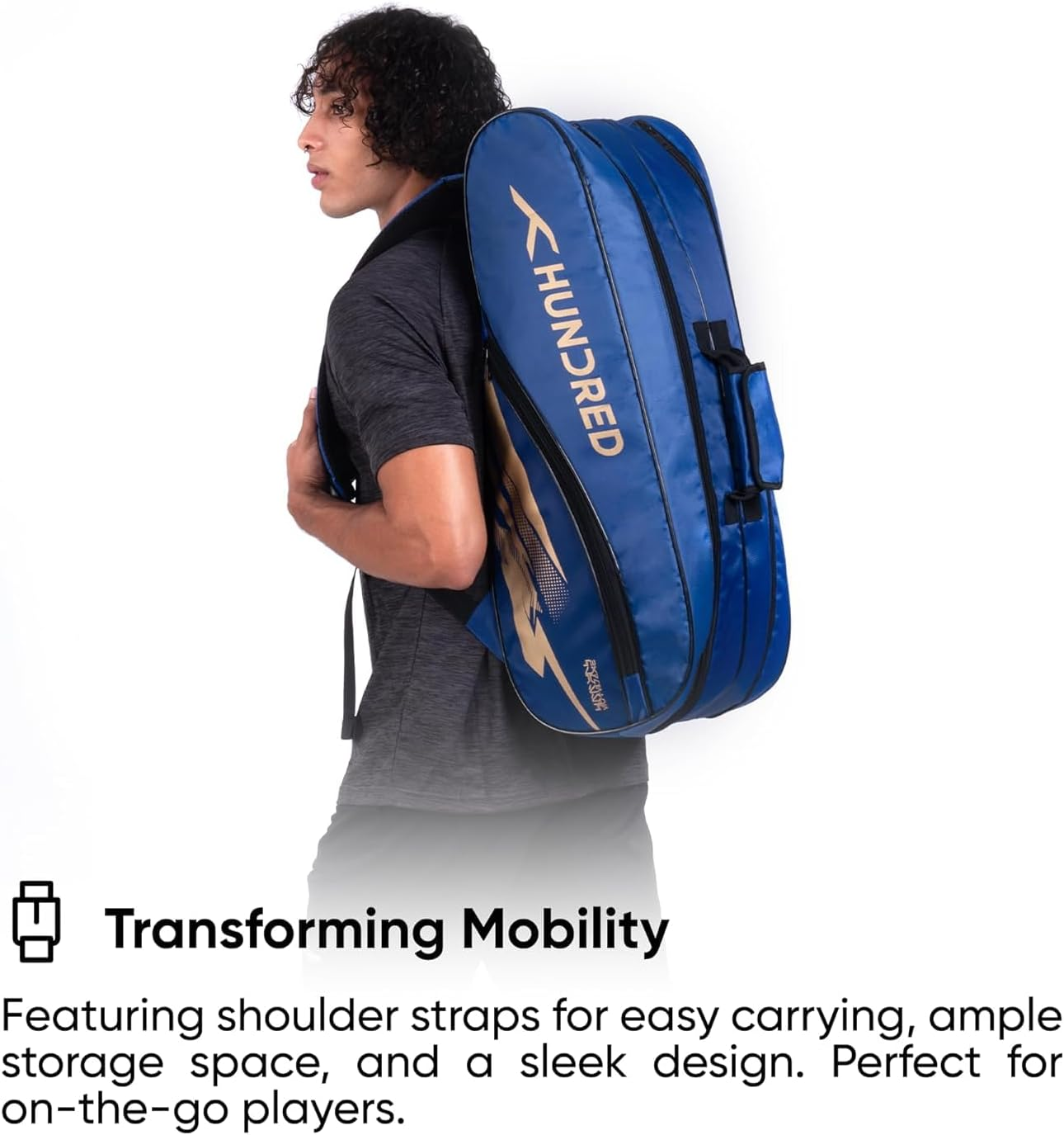 HUNDRED Cosmogear Badminton Kit-Bag | Color: Teal Blue | Size: Large | Unisex | Material: Polyester | Double Zipper Bag with Front Zipper Pocket image number 1