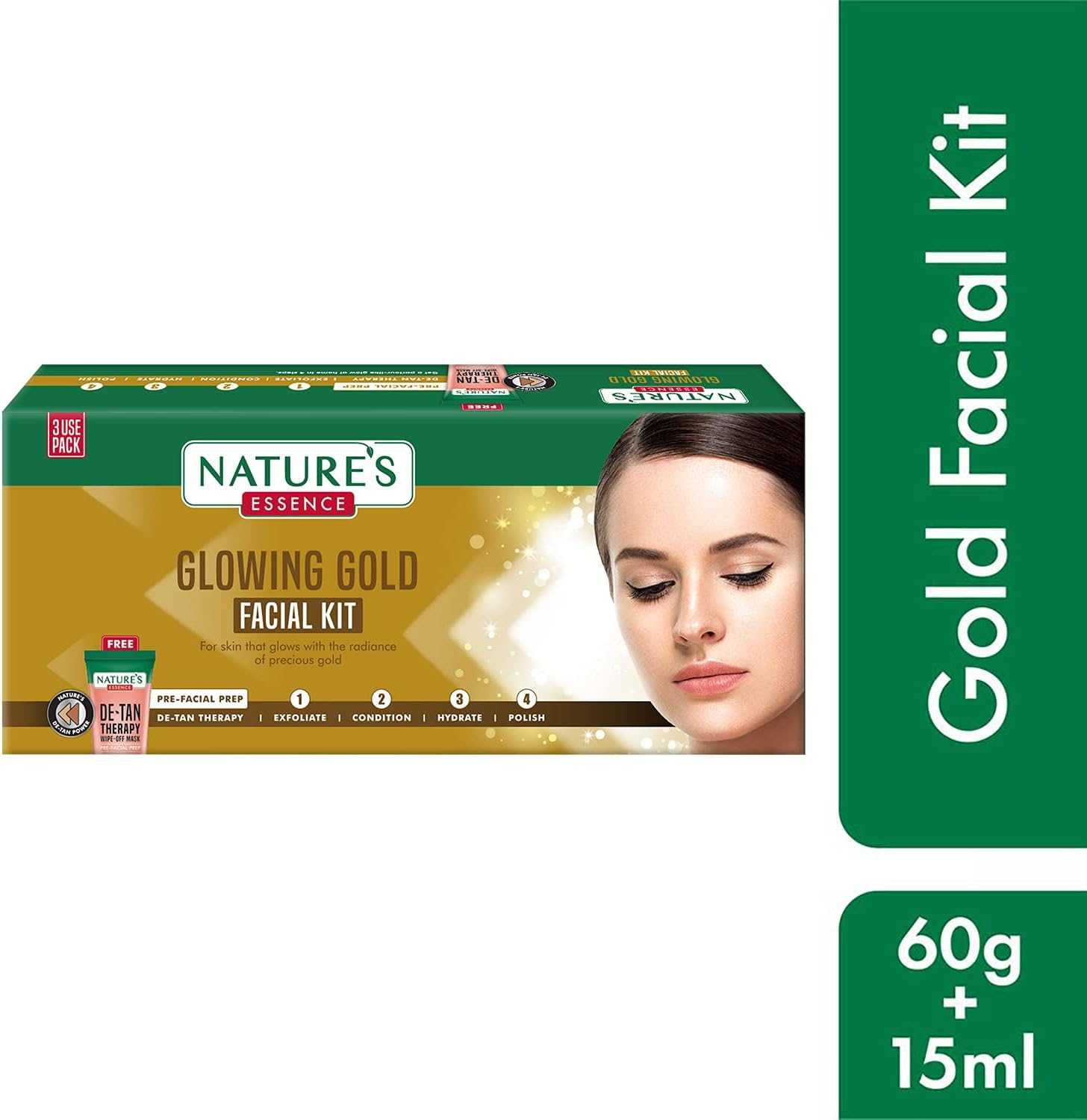 Nature'S Essence Glowing Gold Facial Kit (60Grams+15Ml) image number 6