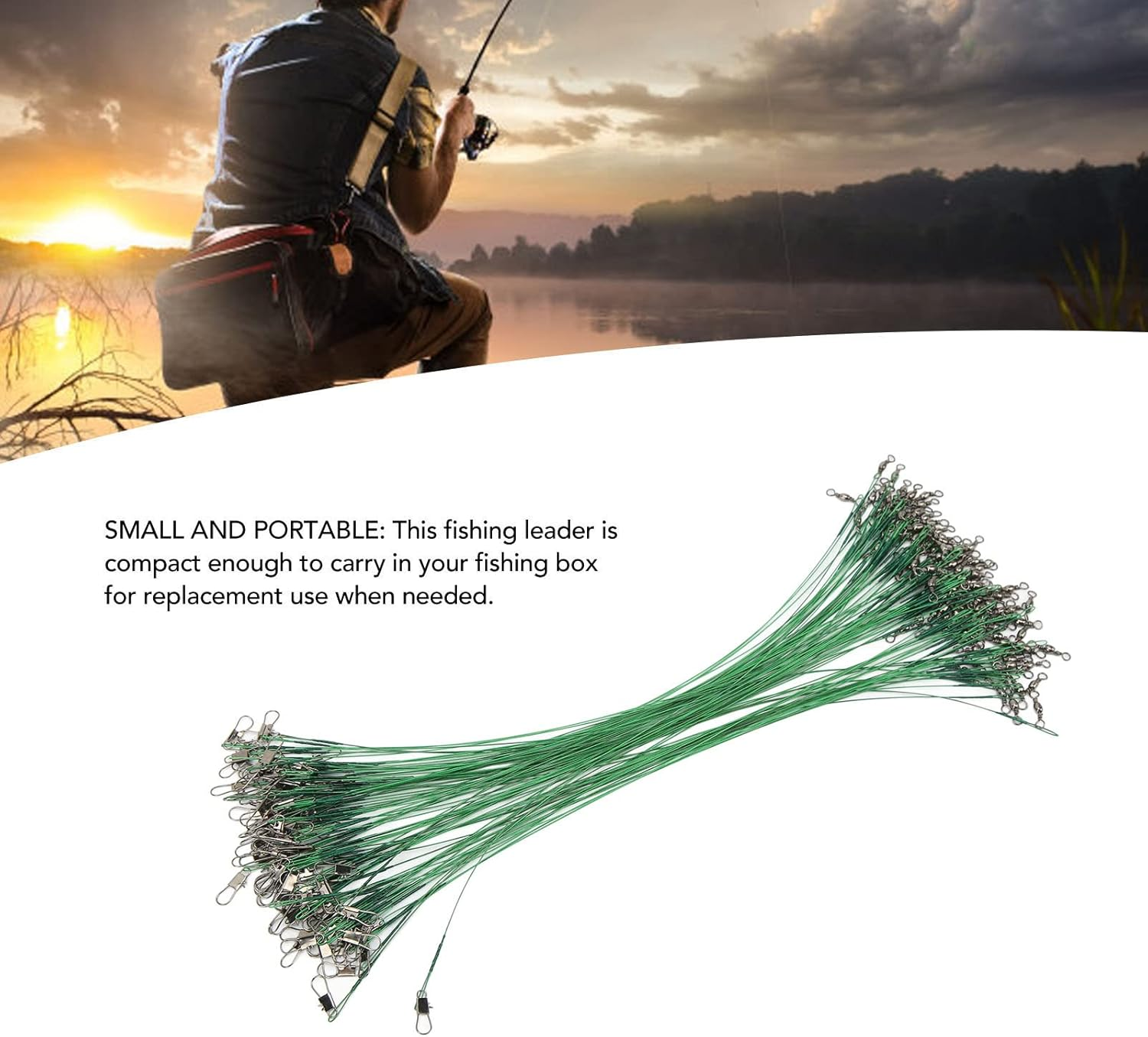 Fishing Wire Leader, Swivels Snap 100PCS Protective Fishing Leader for Fisherman image number 3