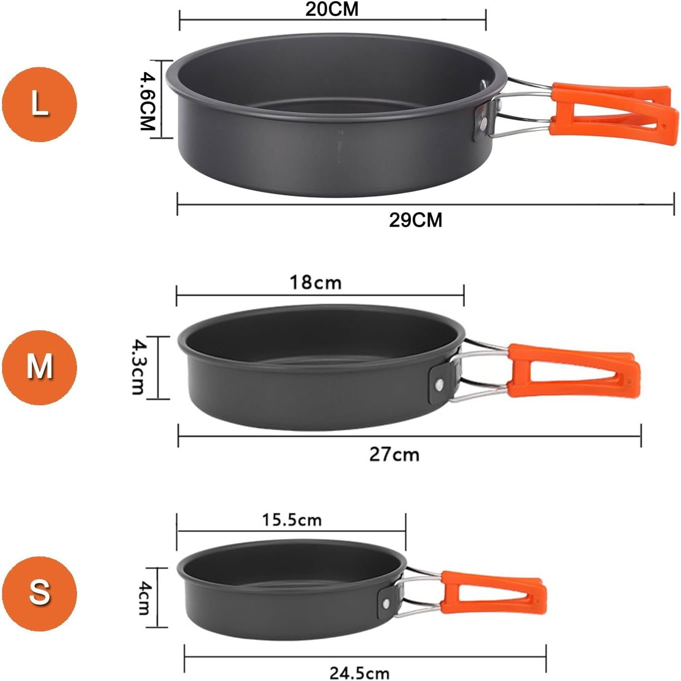 Lightweight Camping Frying Pan Non-Stick Camping Cooking Pot with Foldable Handle Cookware Set for Outdoor Camping Picnic Hiking(Large) image number 5